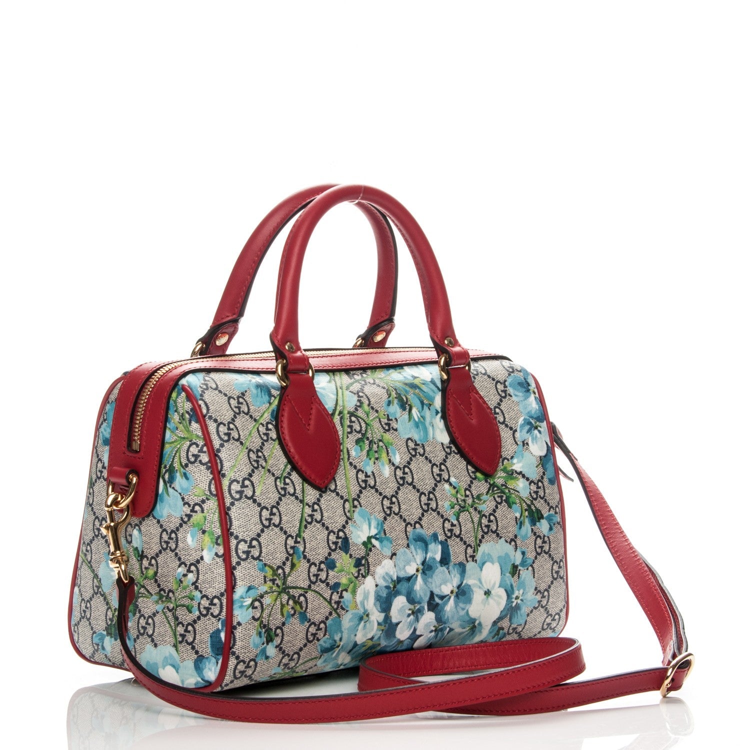 GUCCI GG SUPREME MONOGRAM BLOOMS BOSTON BAG