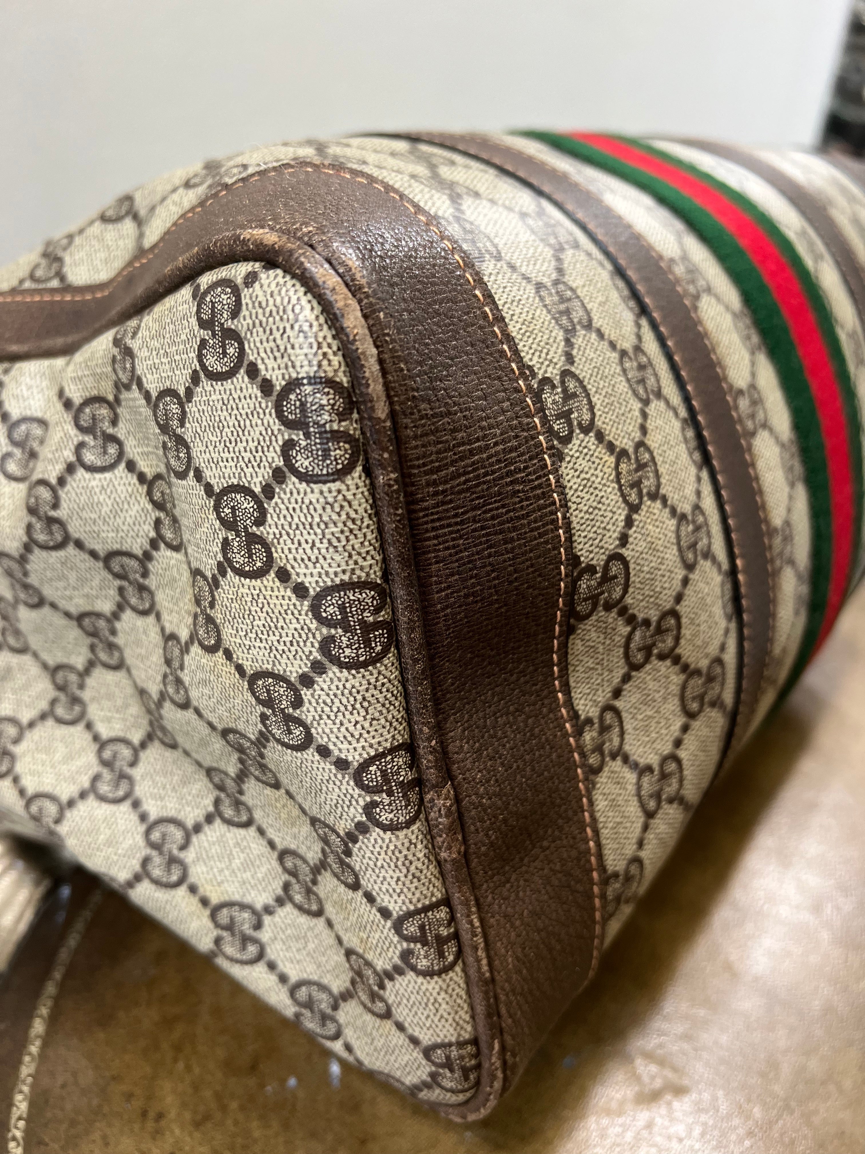 GUCCI GG SUPREME WEB VINTAGE BOSTON BAG