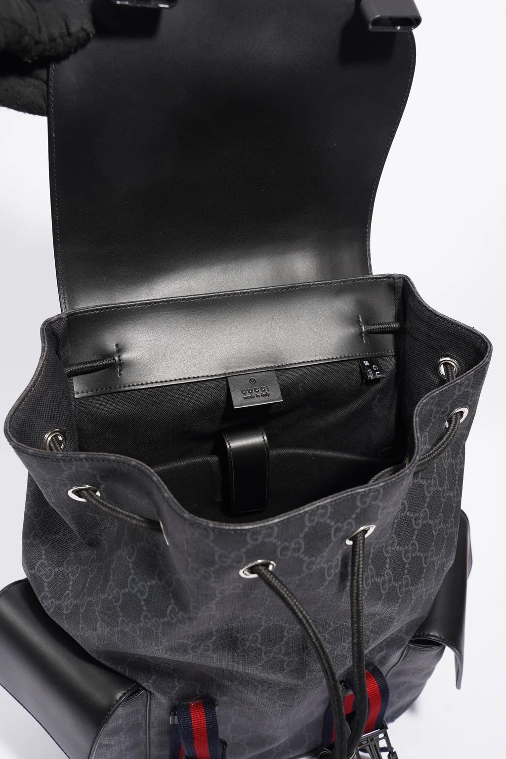 GUCCI GG SUPREME MONOGRAM APPIA CALFSKIN WEB BACKPACK