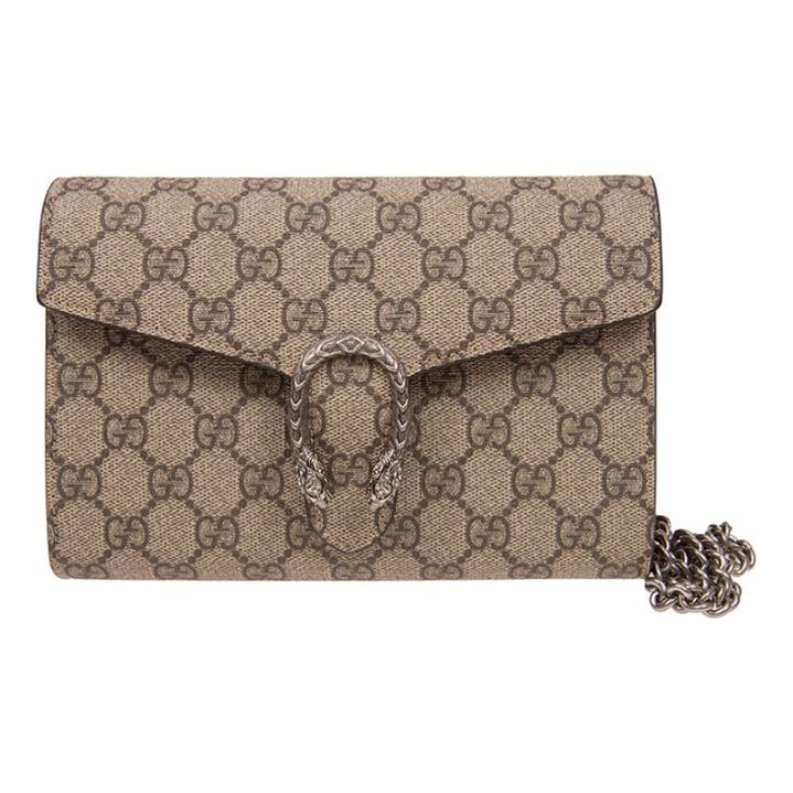 GUCCI GG SUPREME DIONYSUS WALLET ON CHAIN – CHERRY RED LEATHER INTERIOR