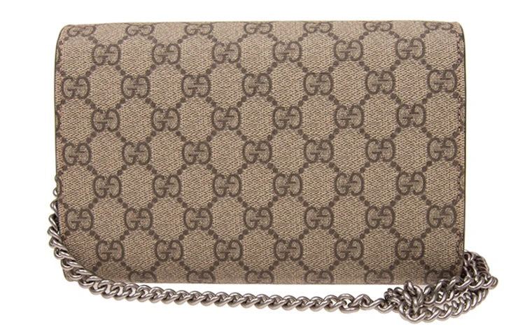 GUCCI GG SUPREME DIONYSUS WALLET ON CHAIN – CHERRY RED LEATHER INTERIOR