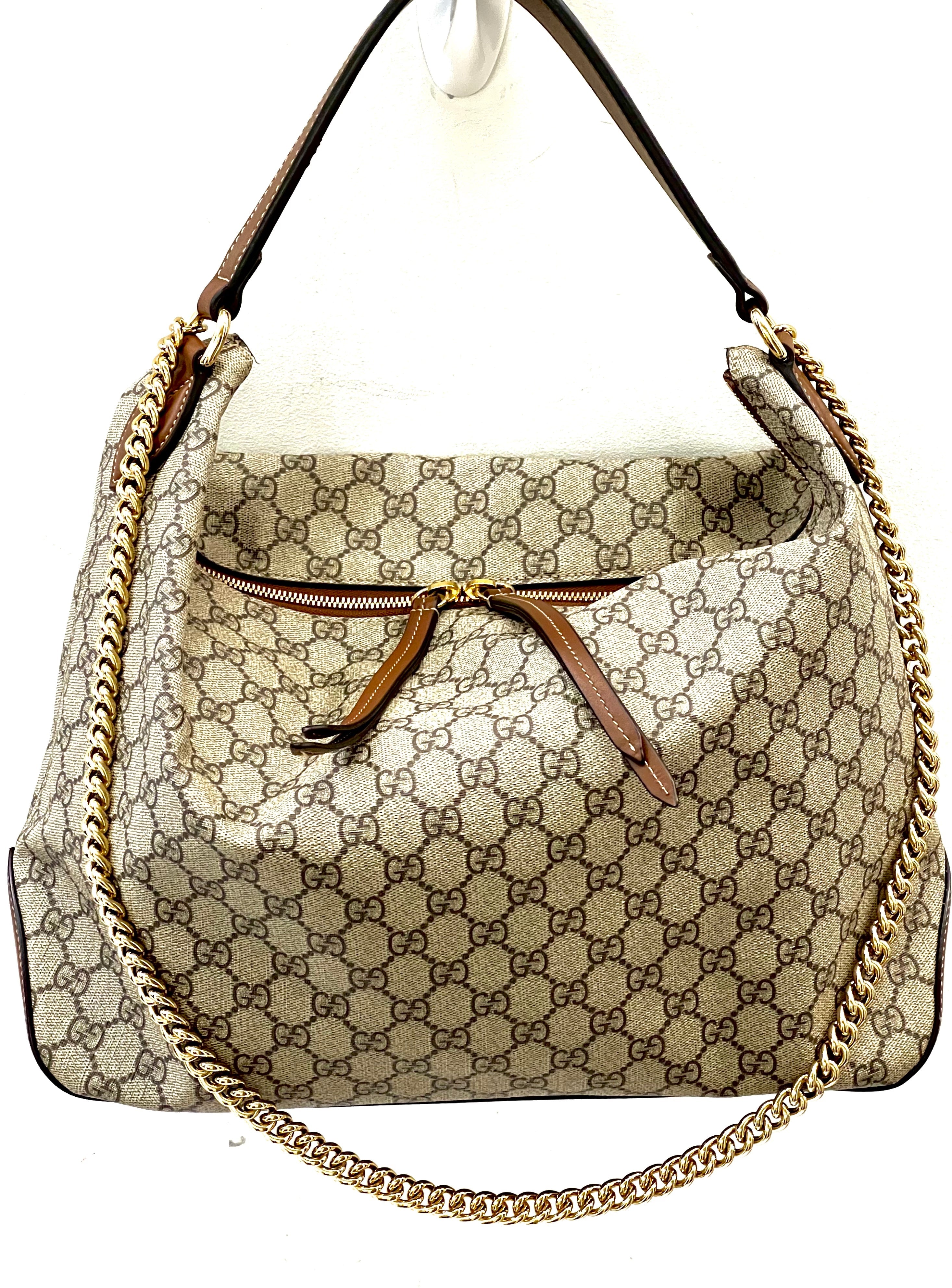 GUCCI GG SUPREME MONOGRAM LINEA HOBO BAG