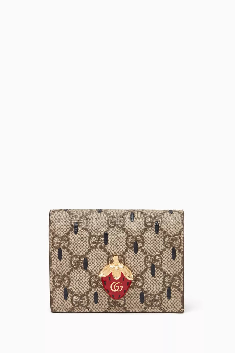 GUCCI BIFOLD GG CANVAS STRAWBERRY WALLET