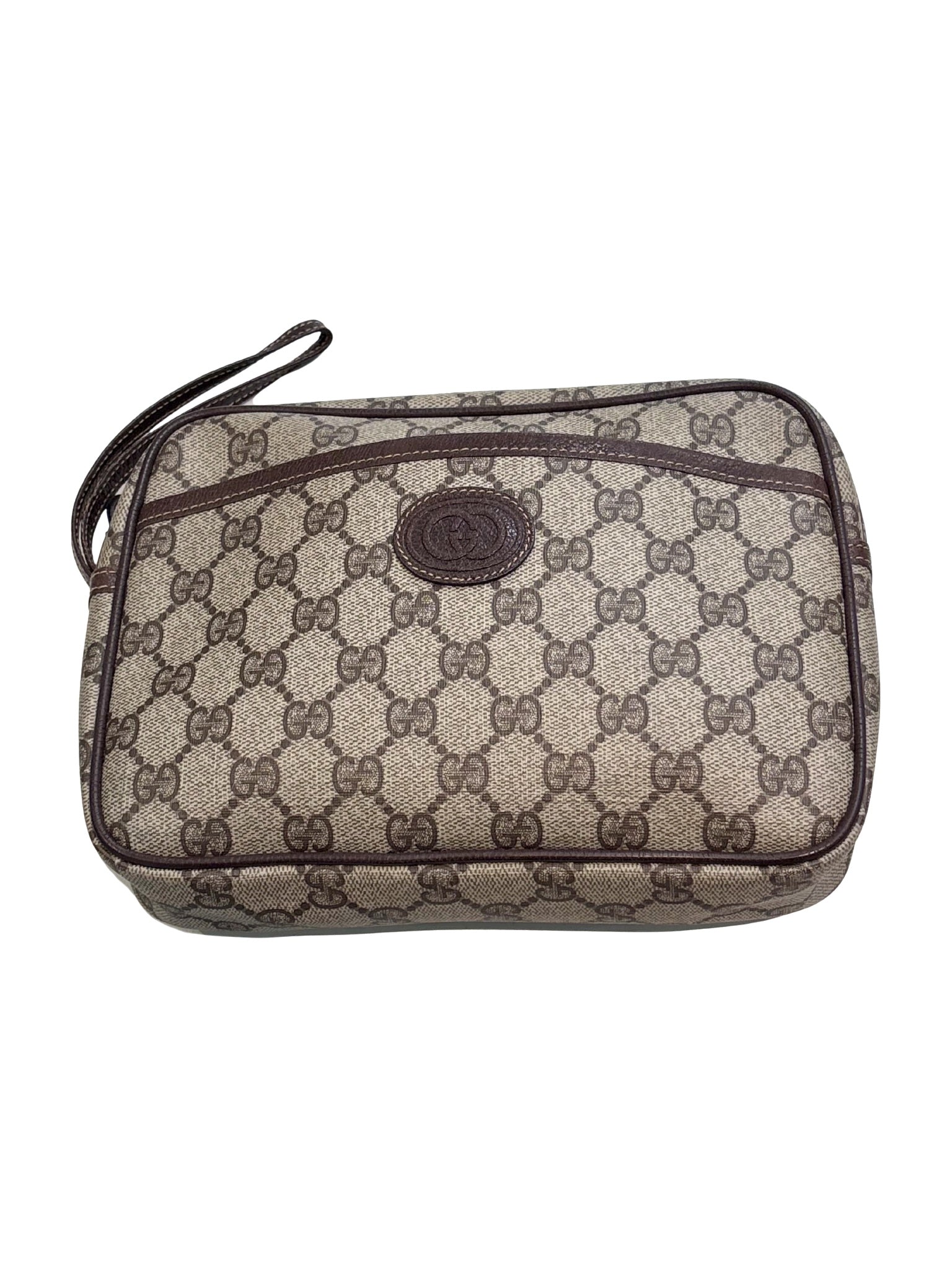 GUCCI GG SUPREME VINTAGE CLUTCH WRISTLET BAG