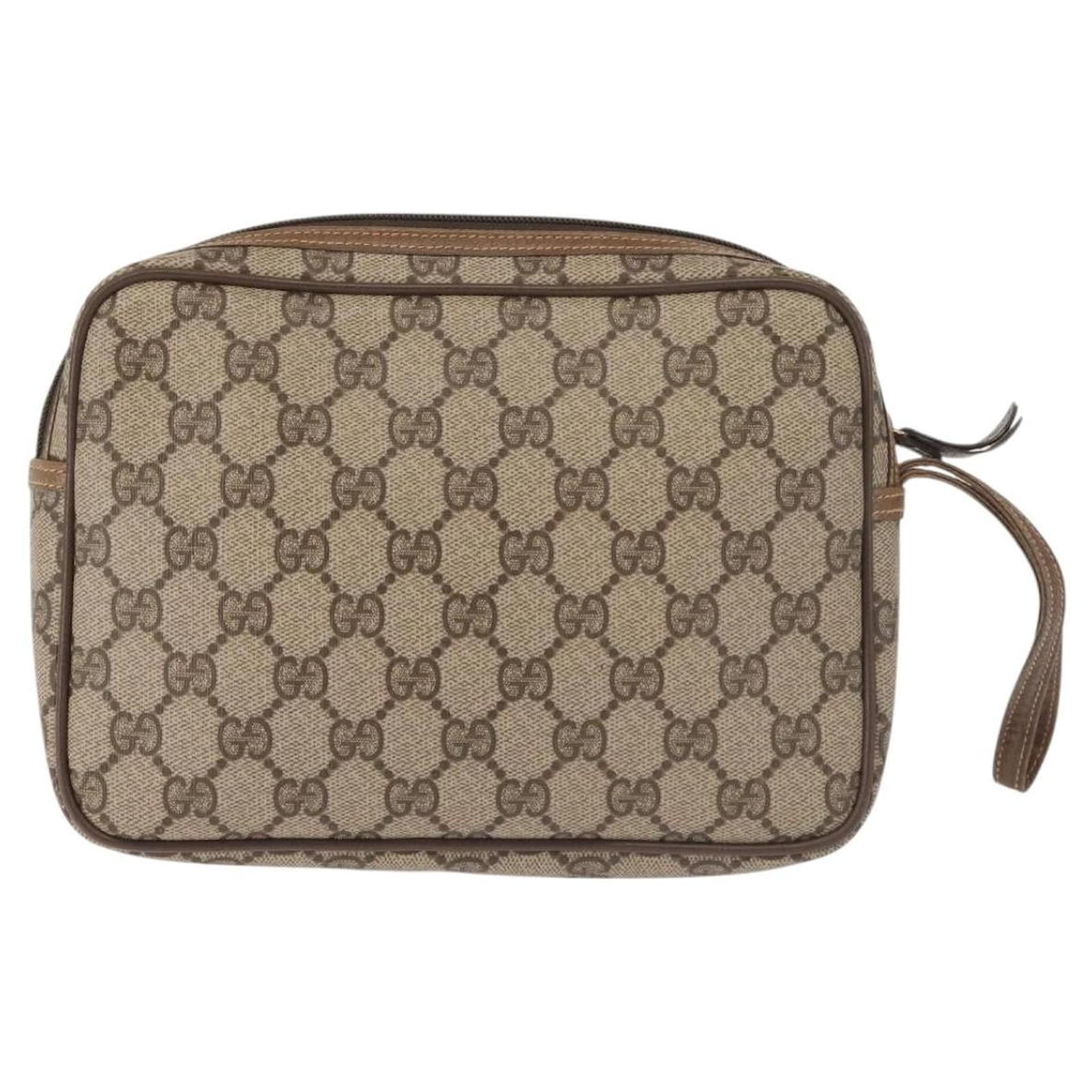 GUCCI GG SUPREME VINTAGE CLUTCH WRISTLET BAG