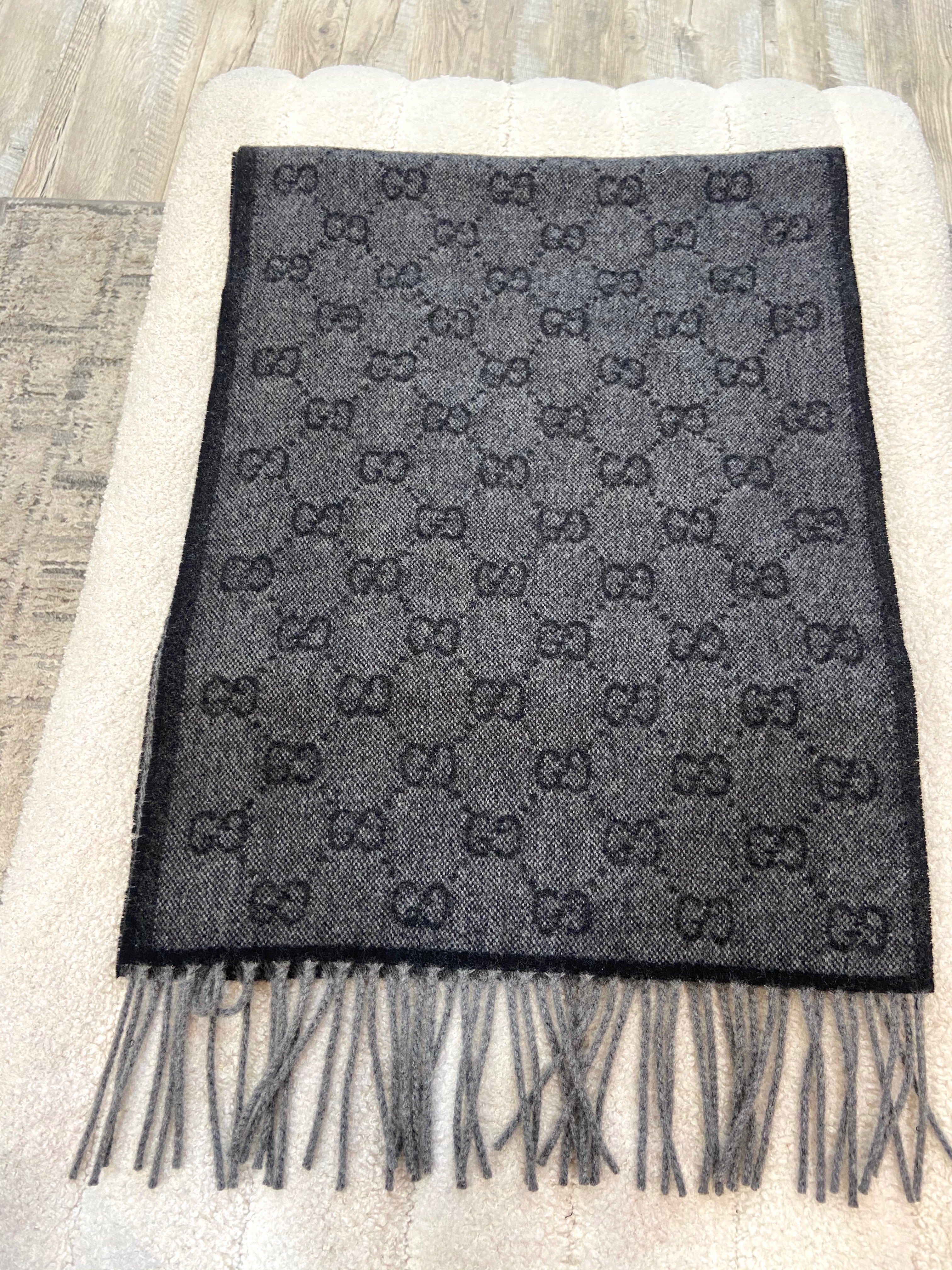 GUCCI GG SUPREME WEB WOOL CASHMERE  BLEND SCARF