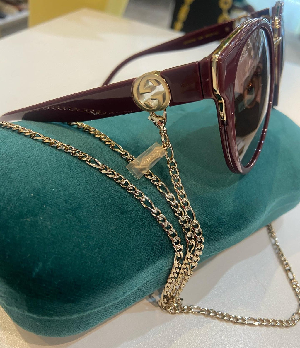 GUCCI CAT EYE GG1027SK-004 CHAIN SUNGLASSES