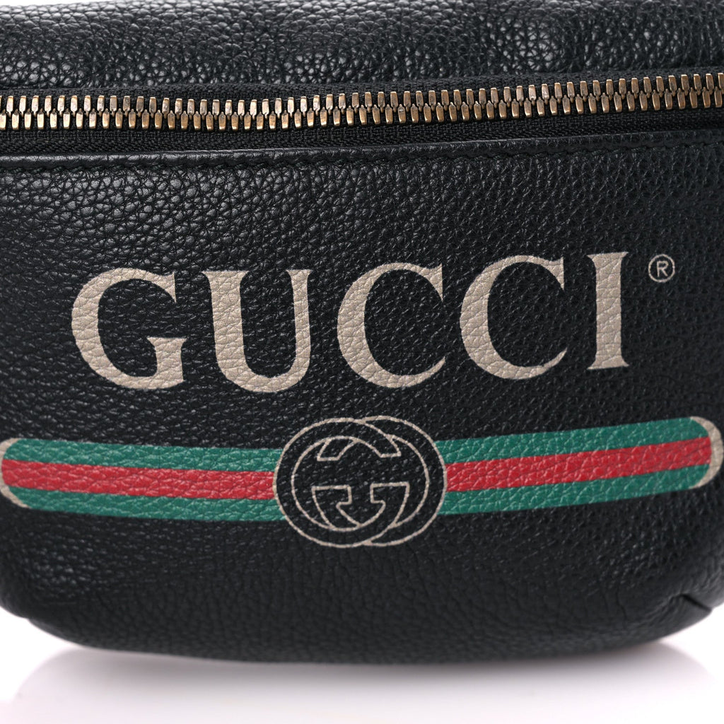 GUCCI GRAINED CALFSKIN LOGO BELT BAG