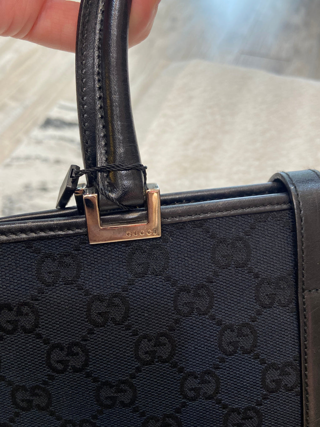 GUCCI GG CANVAS & LEATHER JACKIE TOTE BAG