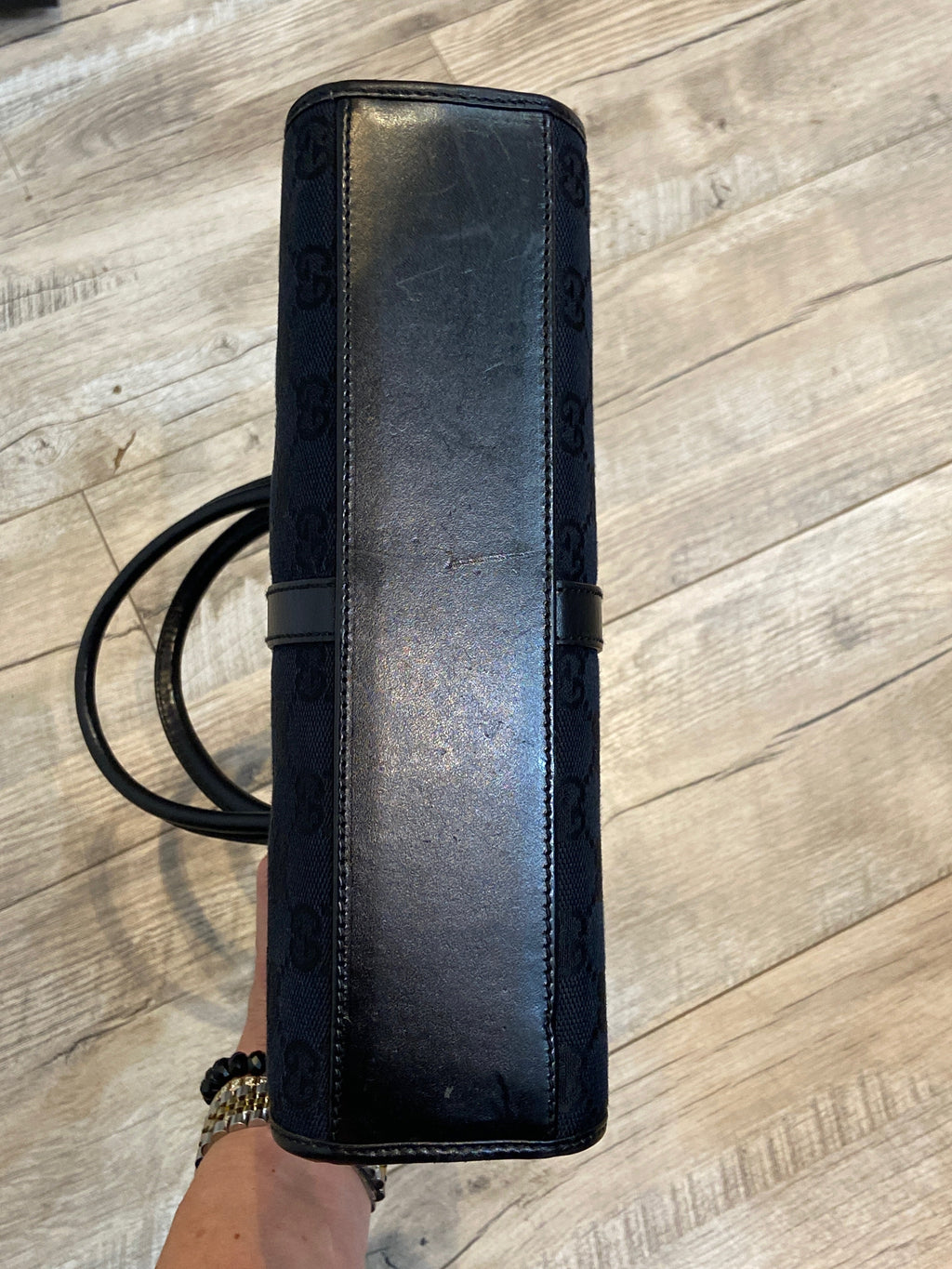 GUCCI GG CANVAS & LEATHER JACKIE TOTE BAG