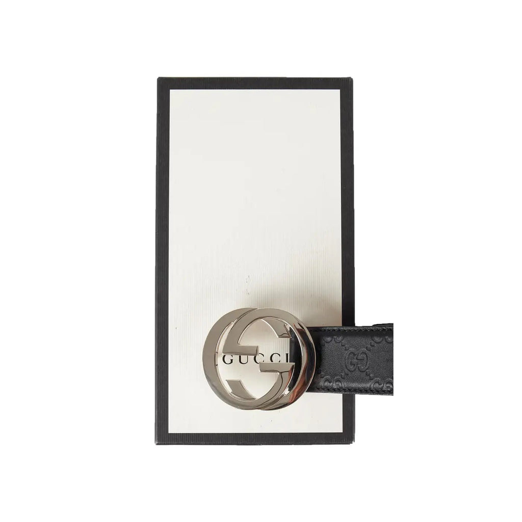 GUCCI GUCCISSIMA INTERLOCKING G LEATHER BELT