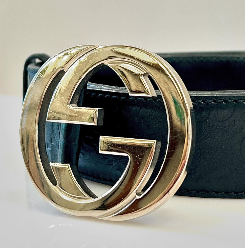GUCCI GUCCISSIMA INTERLOCKING G LEATHER BELT