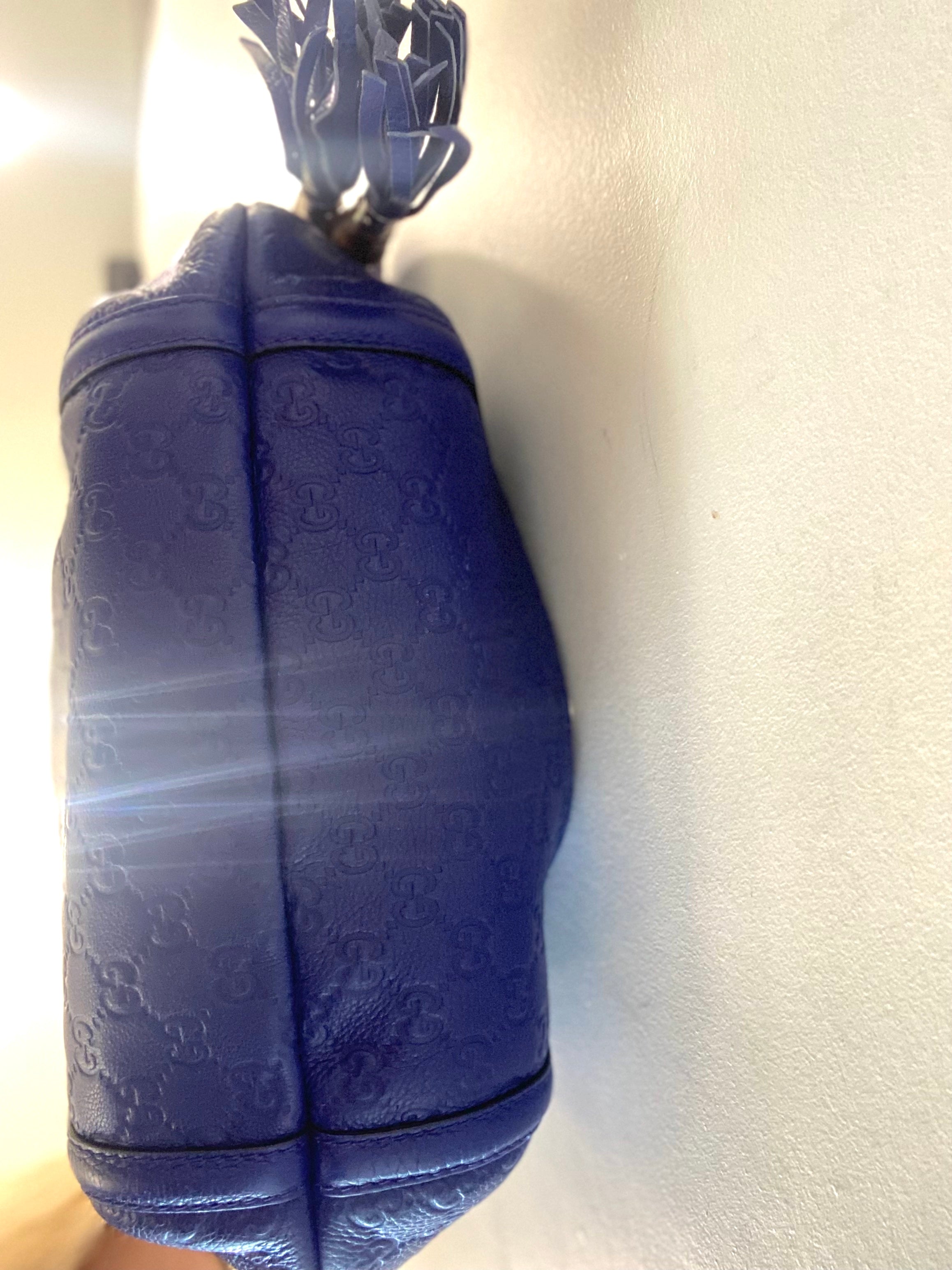 GUCCI BLUE GUCCISSIMA TECHNO HORSEBIT HOBO BAG
