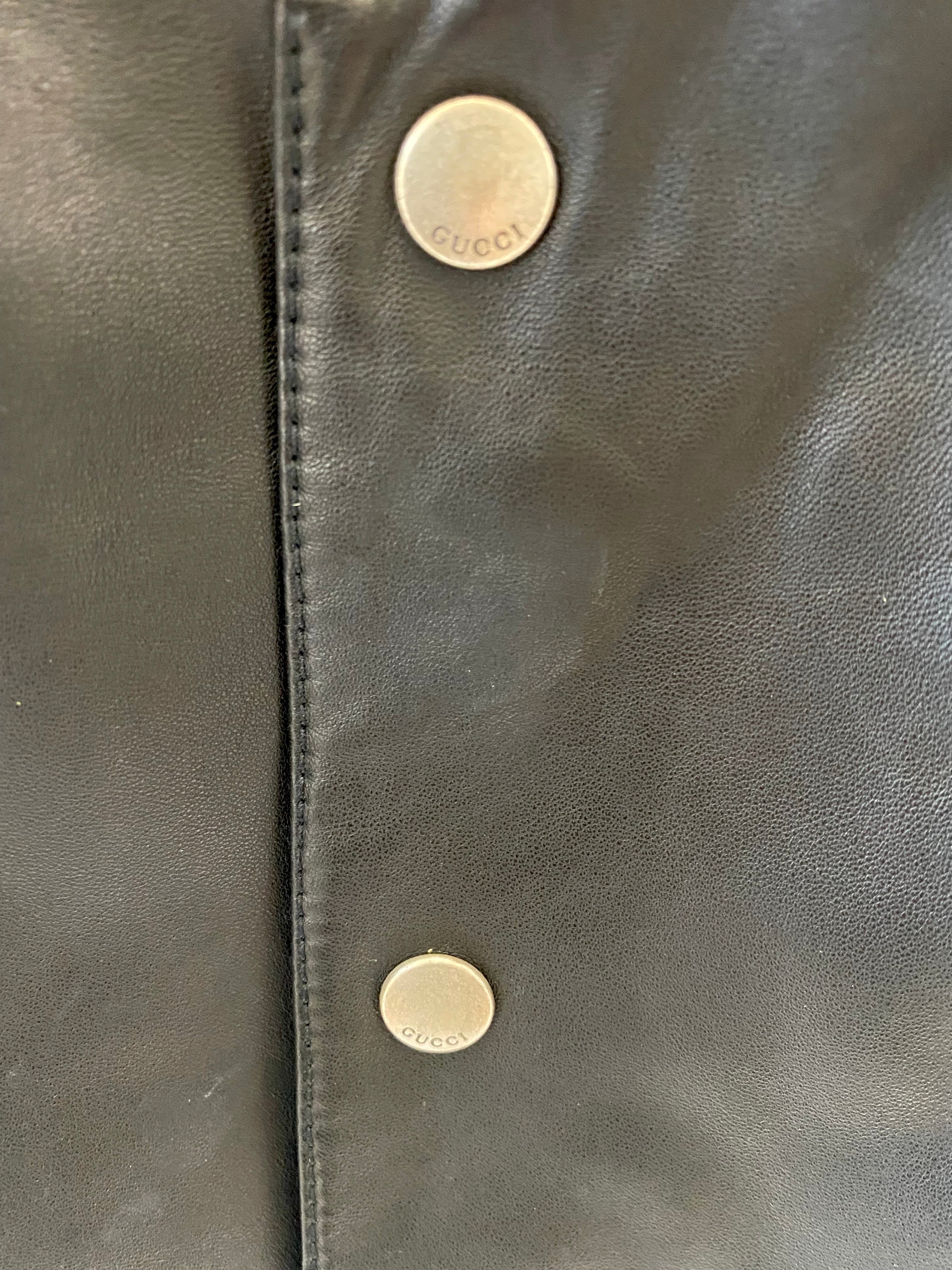 GUCCI HOLLYWOOD EMBROIDERY WEB LEATHER JACKET