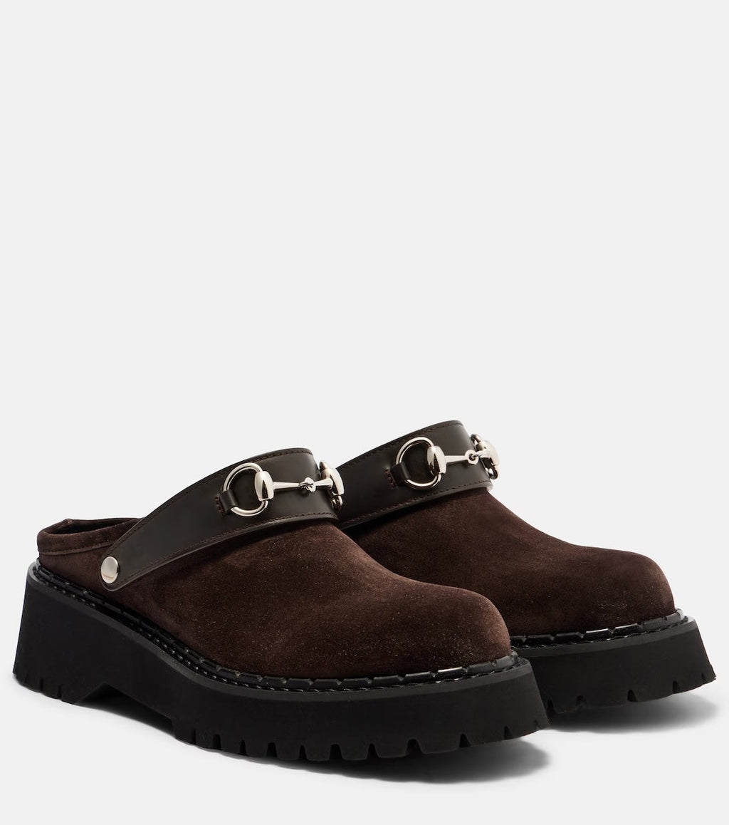 GUCCI WOMEN'S HORSEBIT SUEDE MULES
