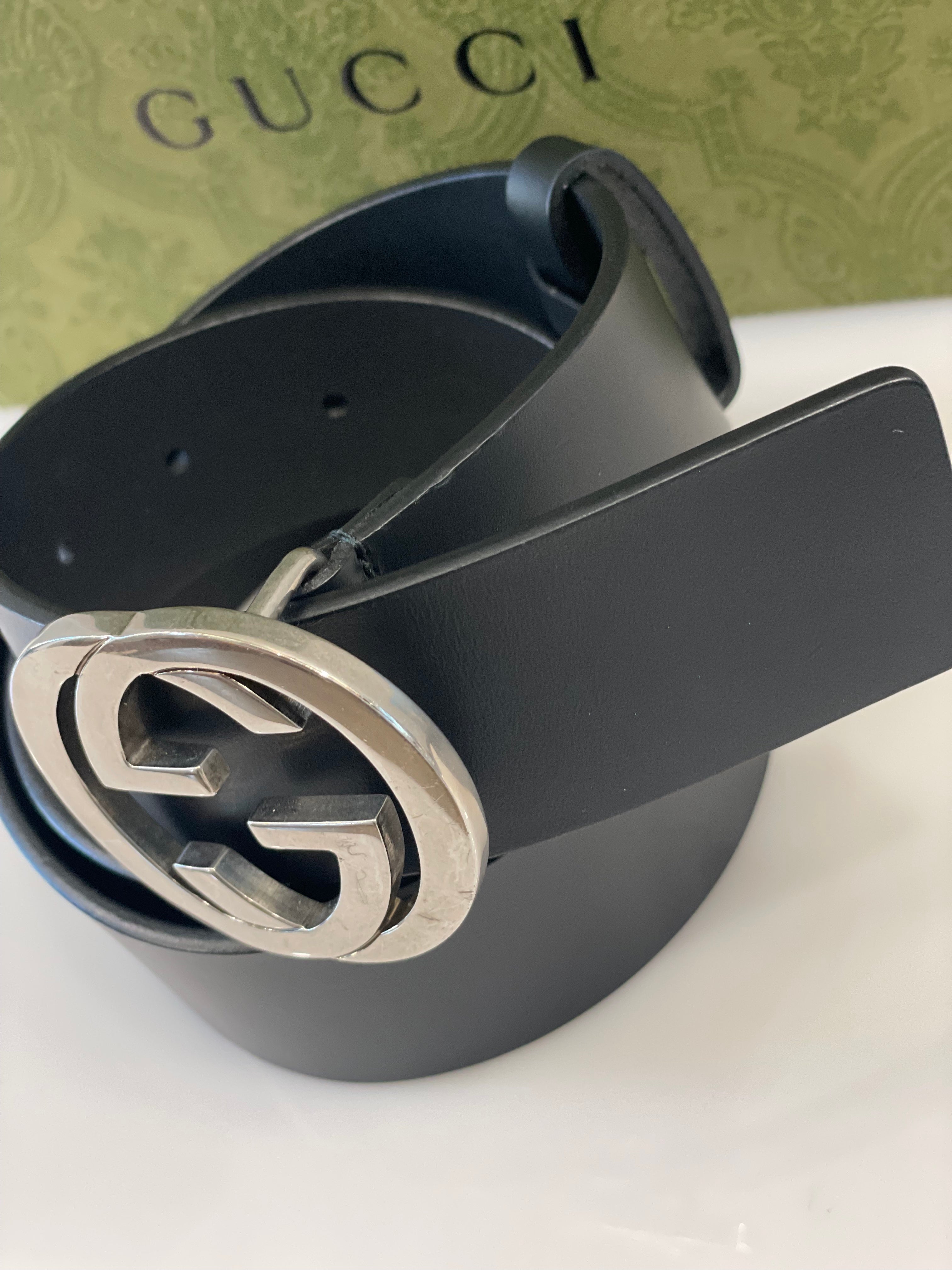 GUCCI INTERLOCKING GG SIGNATURE LEATHER BELT