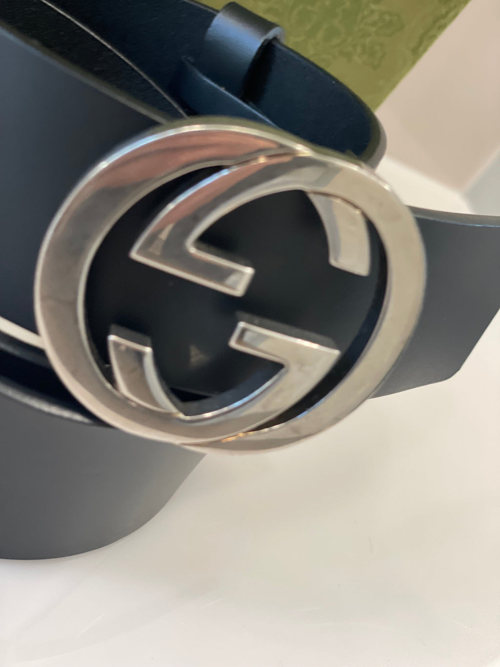 GUCCI INTERLOCKING GG SIGNATURE LEATHER BELT