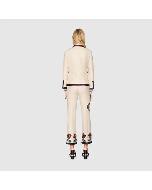 GUCCI FLORAL EMBROIDERED BLAZER AND TROUSERS SUIT