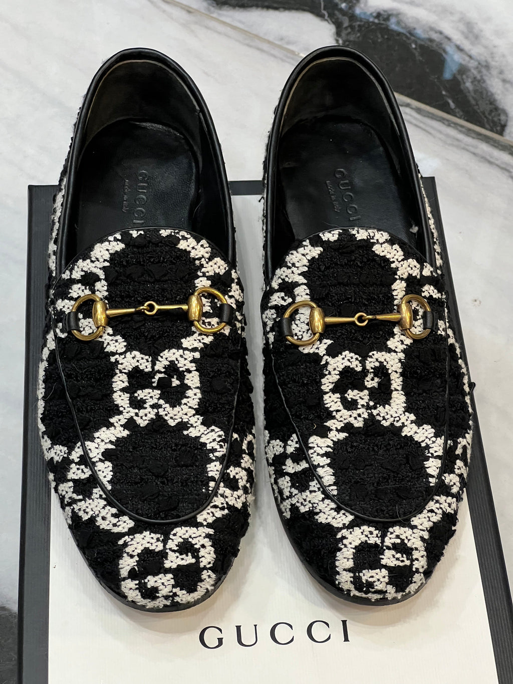 GUCCI GG JORDAN TWEED LOAFERS