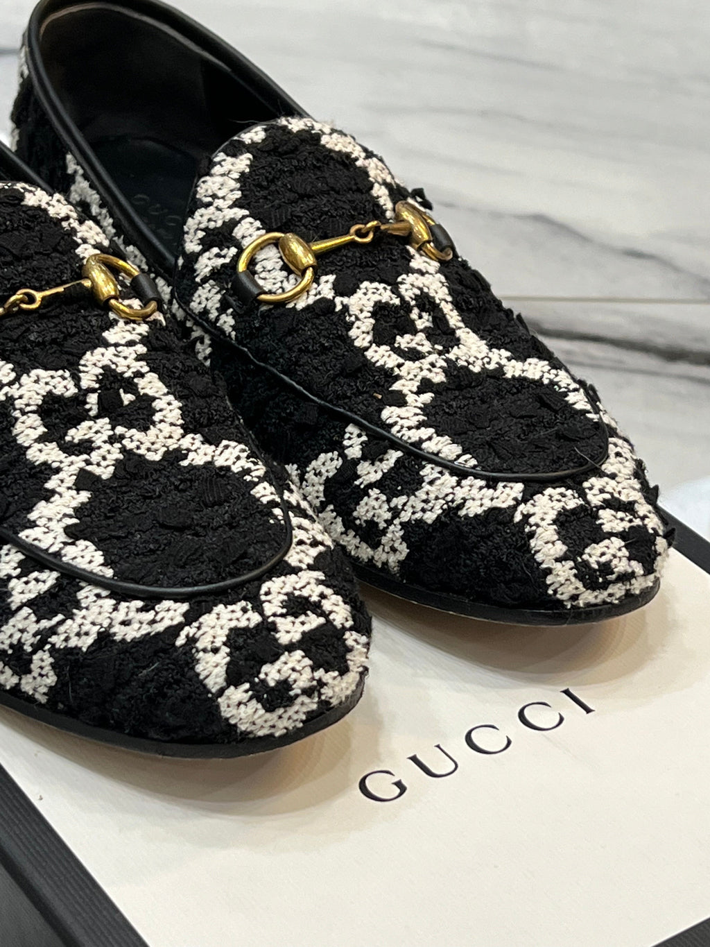 GUCCI GG JORDAN TWEED LOAFERS
