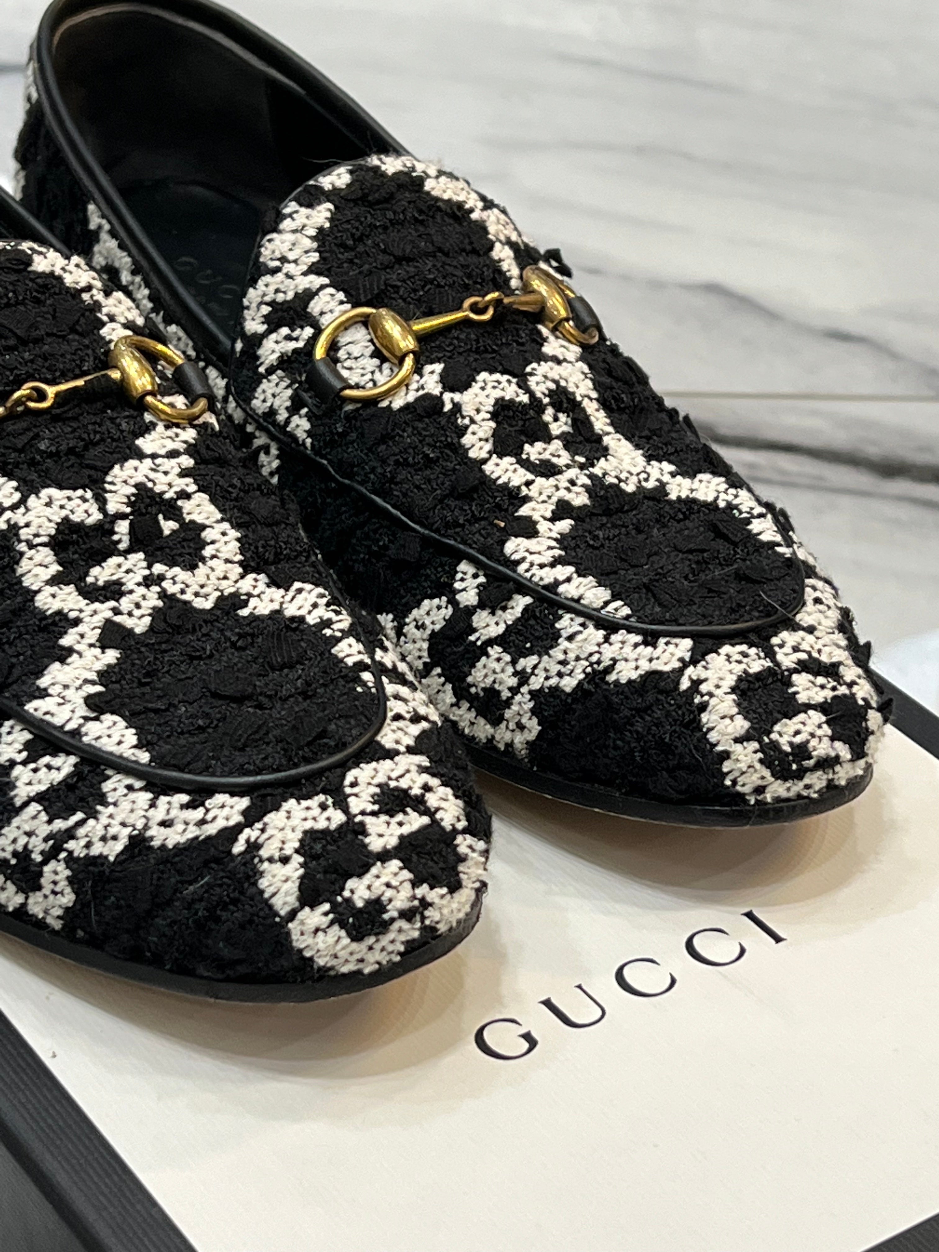 GUCCI GG JORDAN TWEED LOAFERS