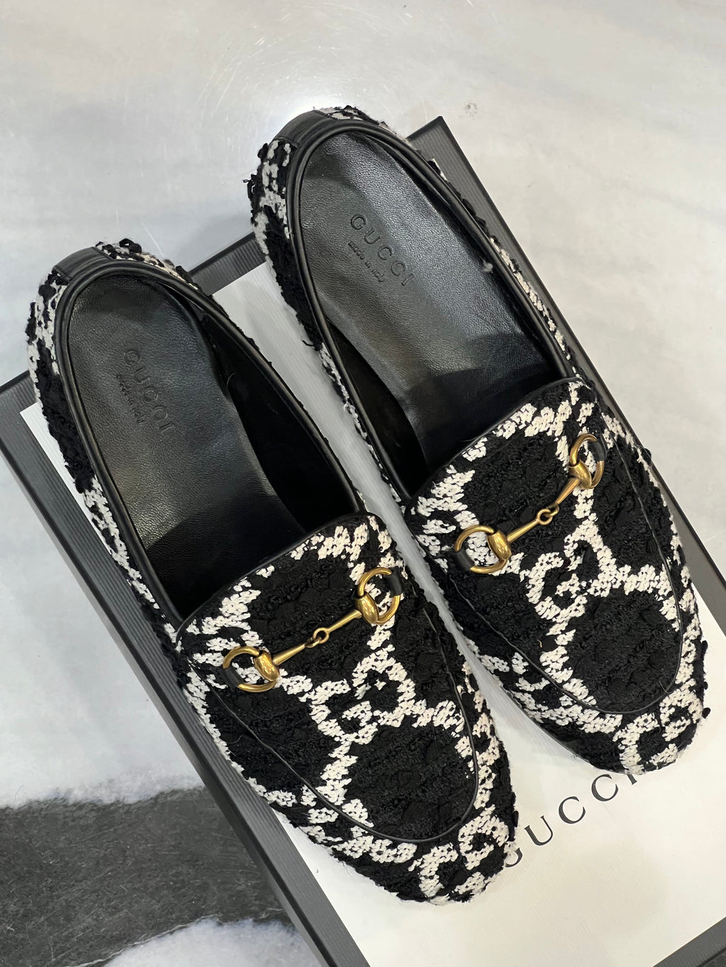 GUCCI GG JORDAN TWEED LOAFERS