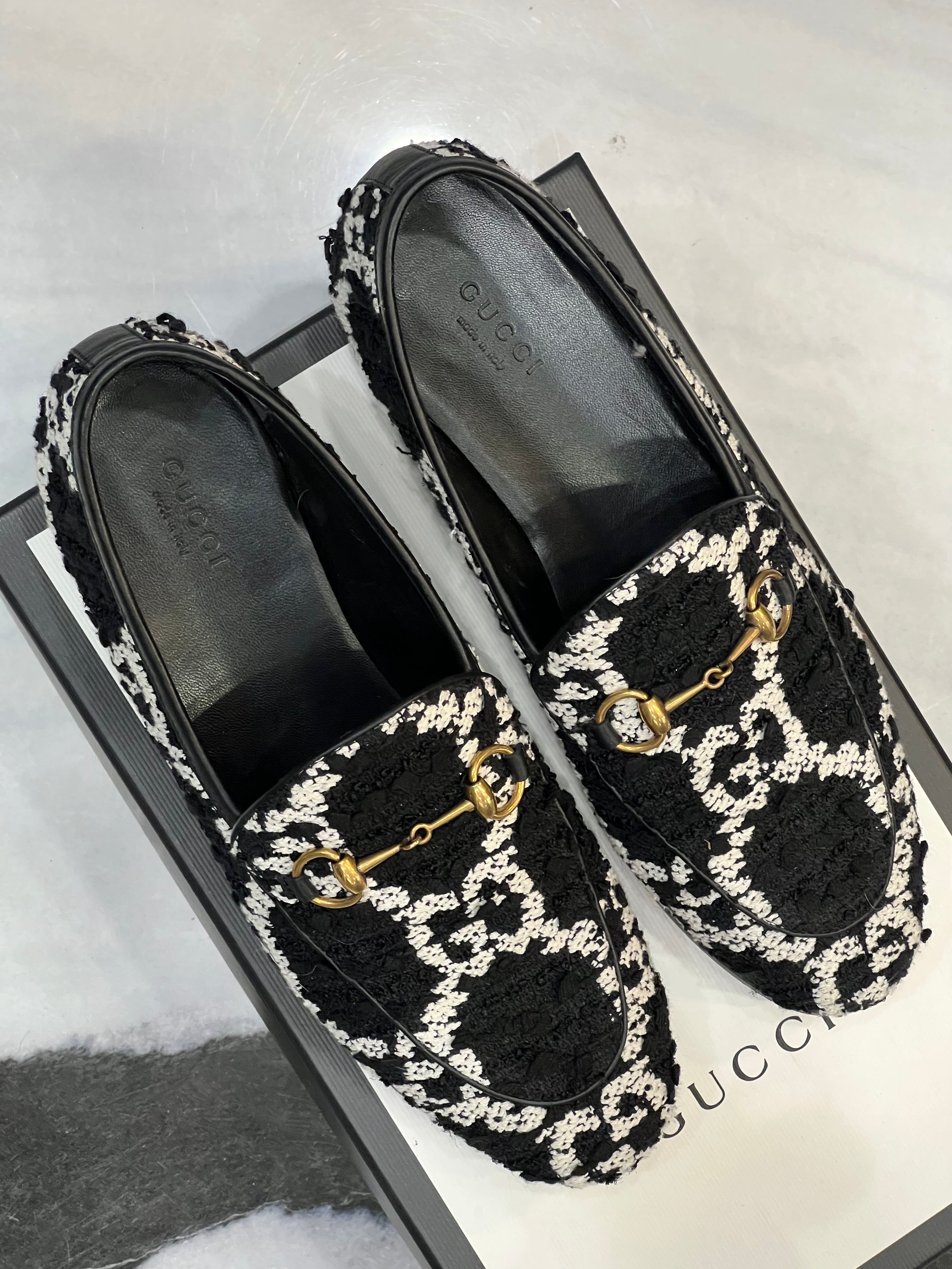 GUCCI GG JORDAN TWEED LOAFERS