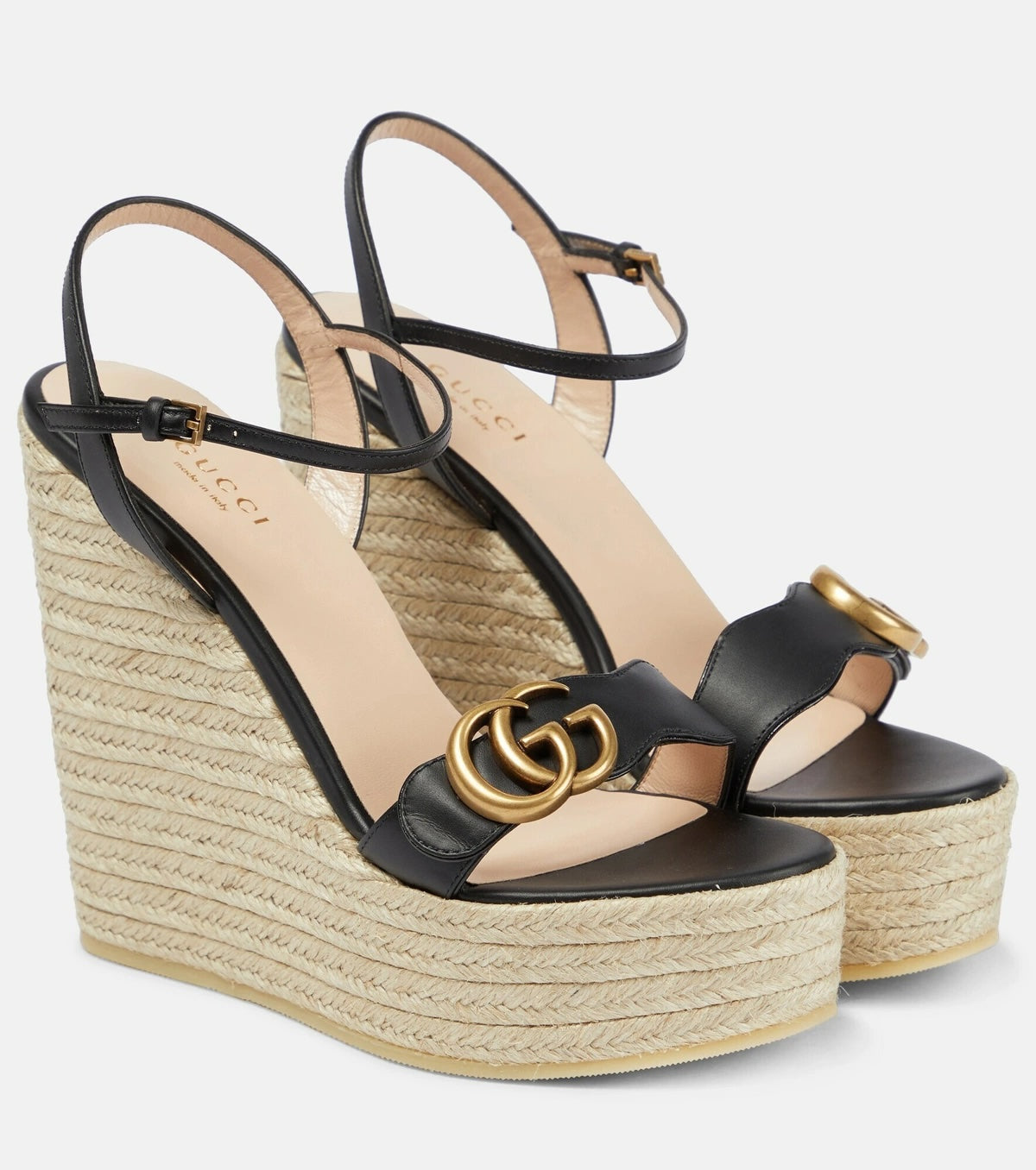 GUCCI GG AITANA WEDGE HEEL ESPADRILLE SANDALS