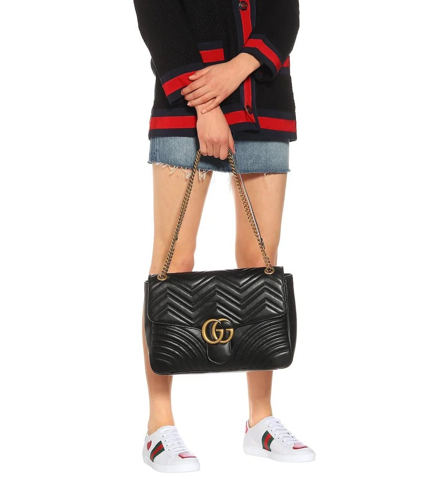 GUCCI MARMONT MATELASSE LARGE CALFSKIN LEATHER SHOULDER BAG