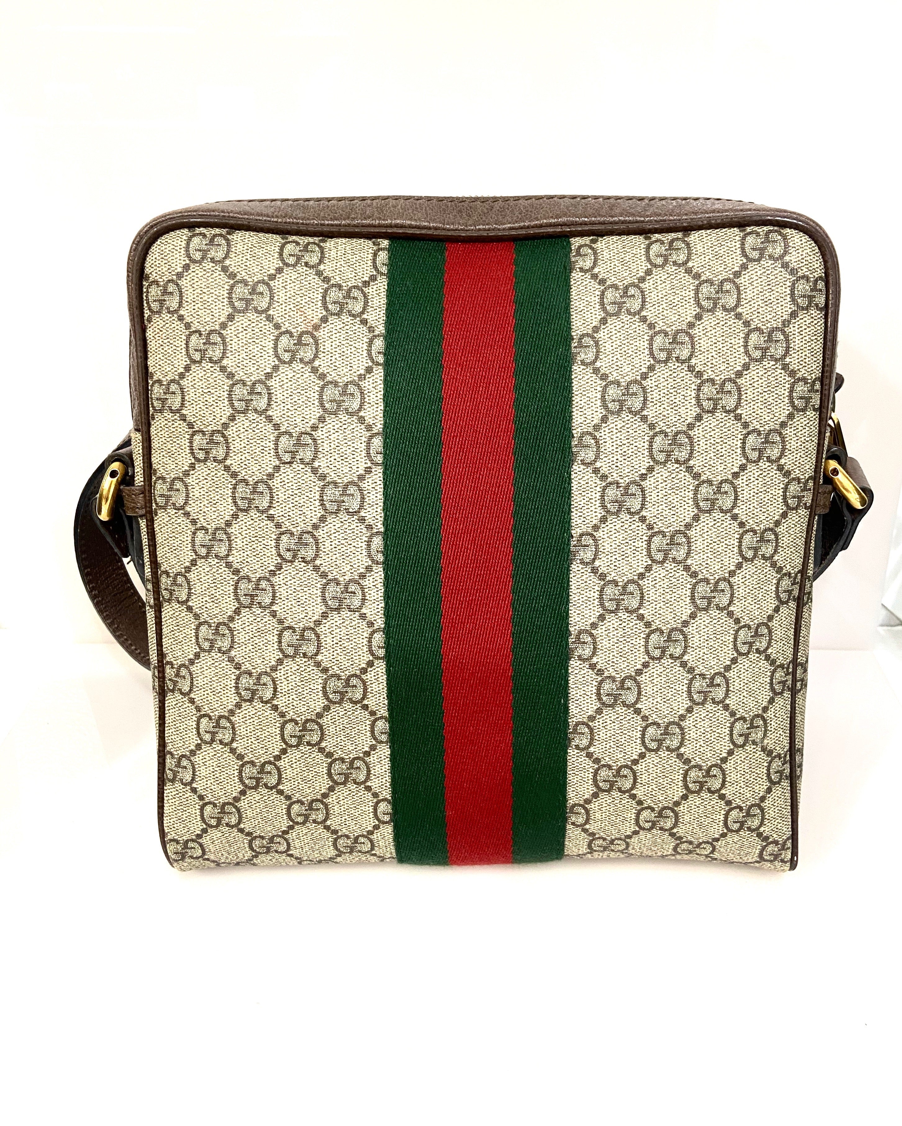 GUCCI GG SUPREME MONOGRAM WEB OPHIDIA MESSENGER BAG
