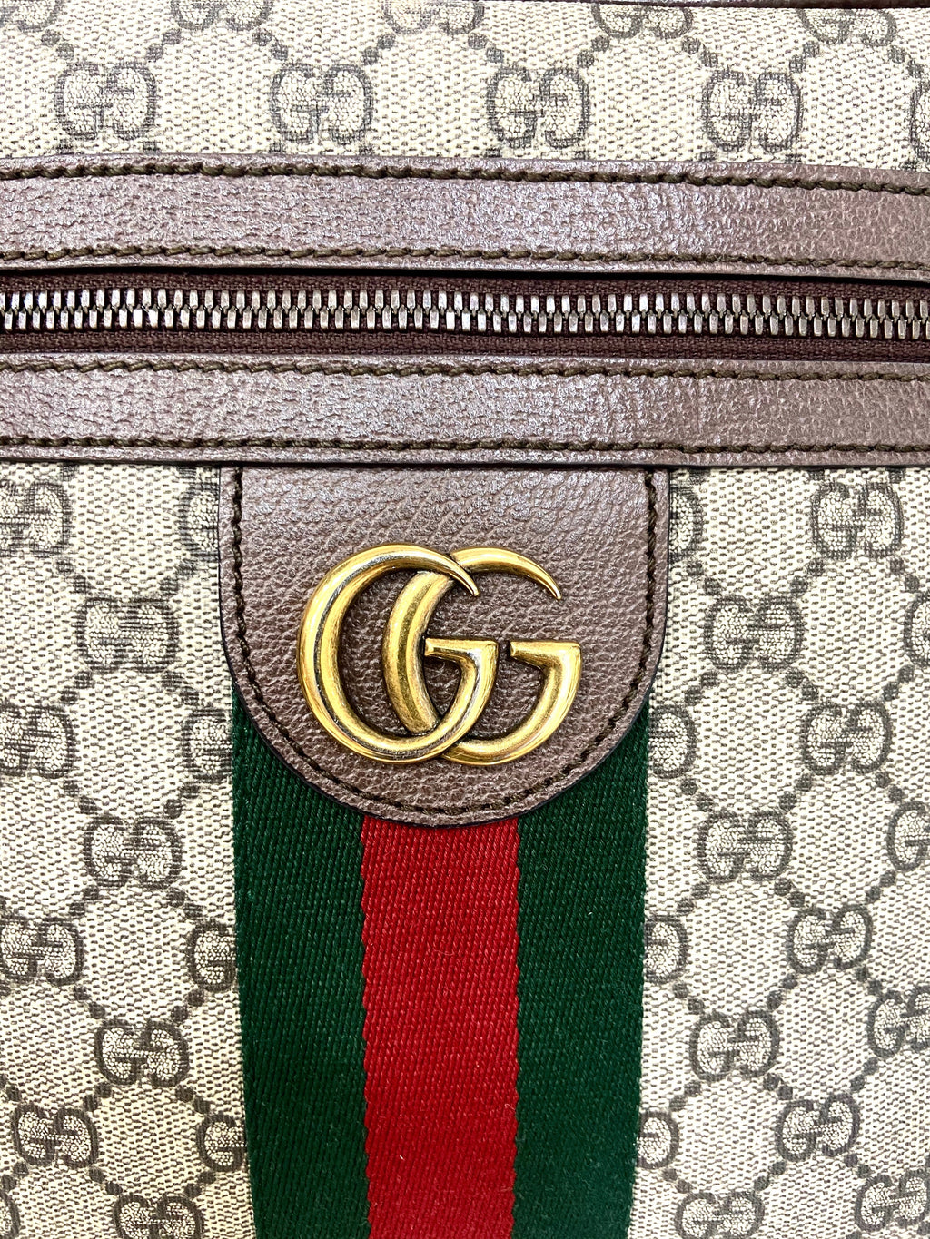 GUCCI GG SUPREME MONOGRAM WEB OPHIDIA MESSENGER BAG