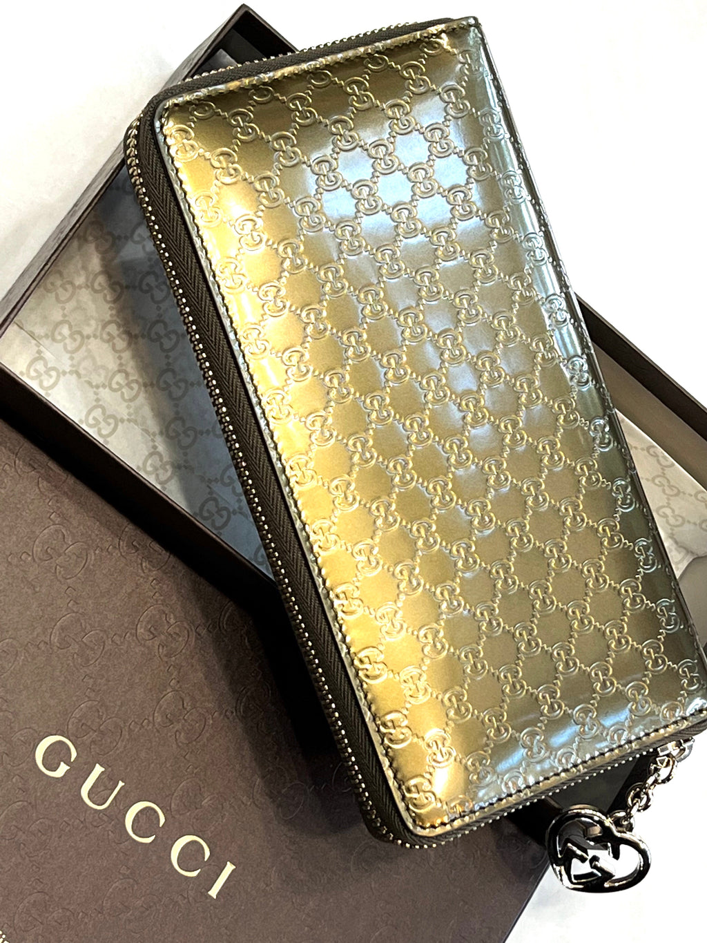 GUCCI METALLIC MICROGUCCISSIMA ZIP AROUND WALLET