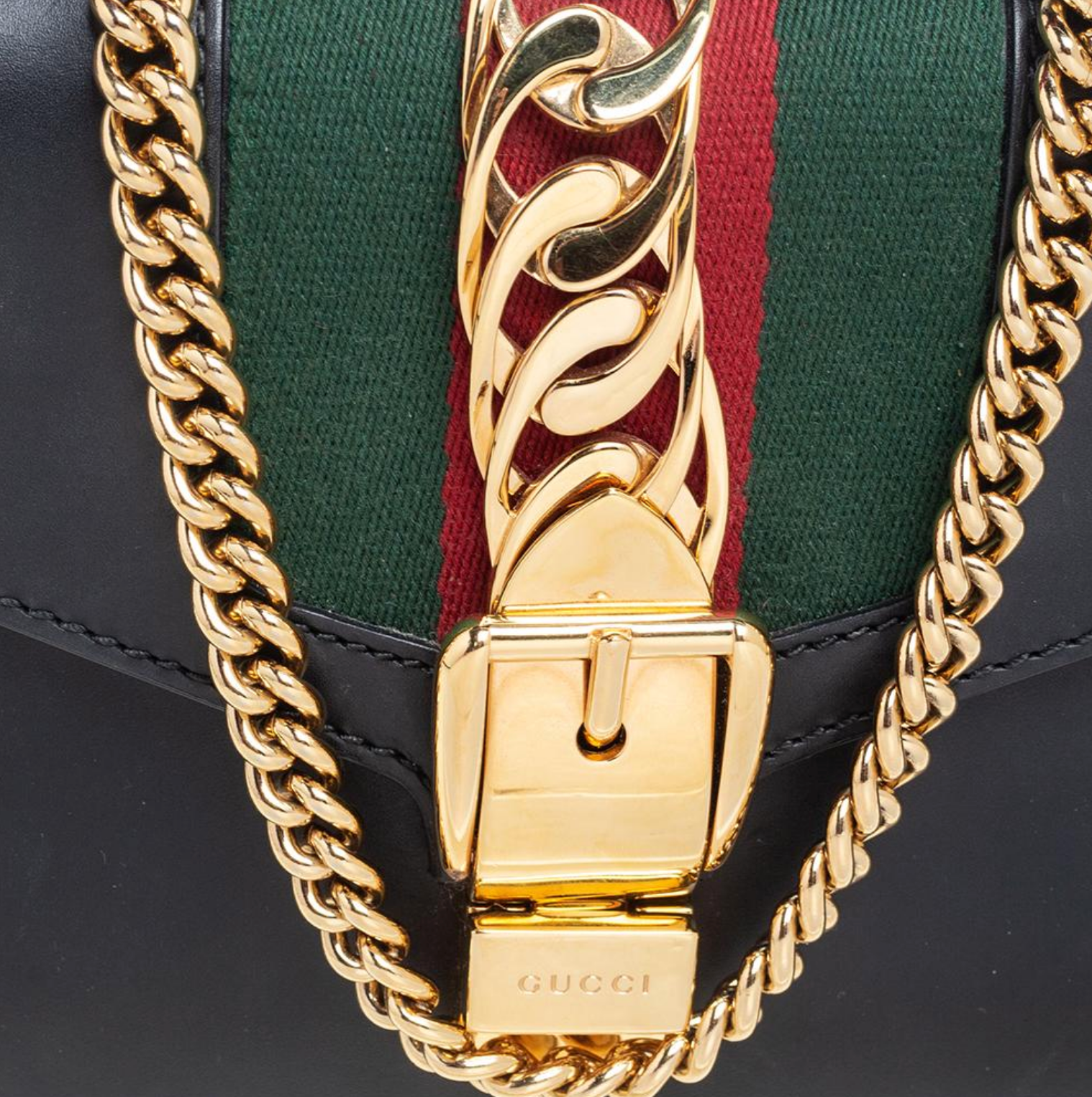 GUCCI MINI LEATHER SYLVIE CHAIN LEATHER CROSSBODY BAG