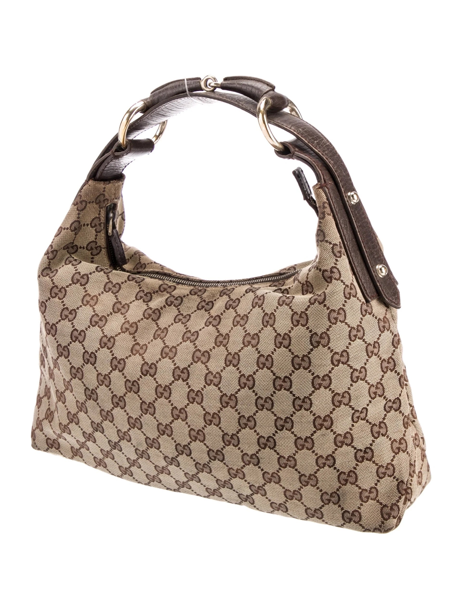 GUCCI GG MONOGRAM CANVAS MEDIUM HORSEBIT HOBO BAG
