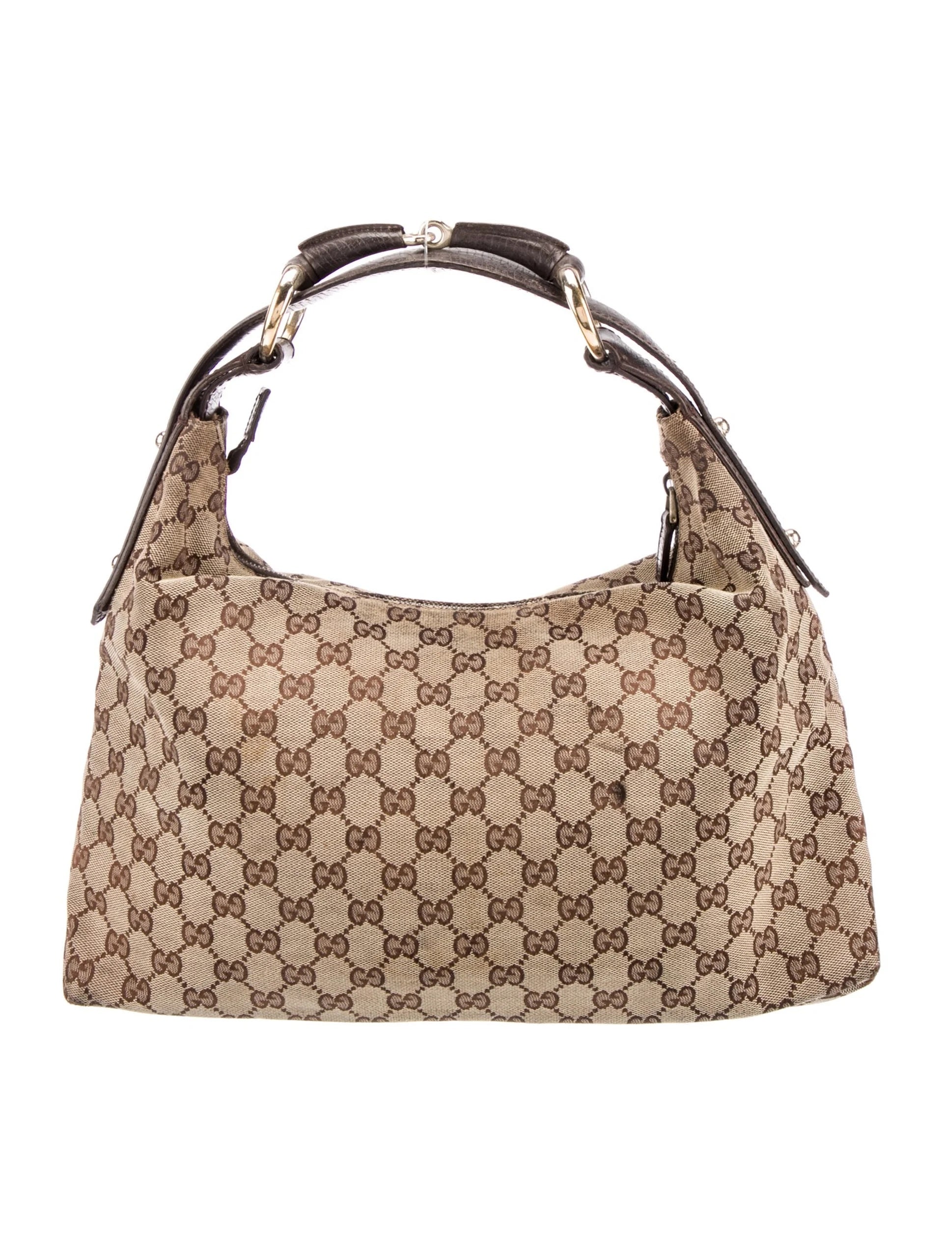 GUCCI GG MONOGRAM CANVAS MEDIUM HORSEBIT HOBO BAG