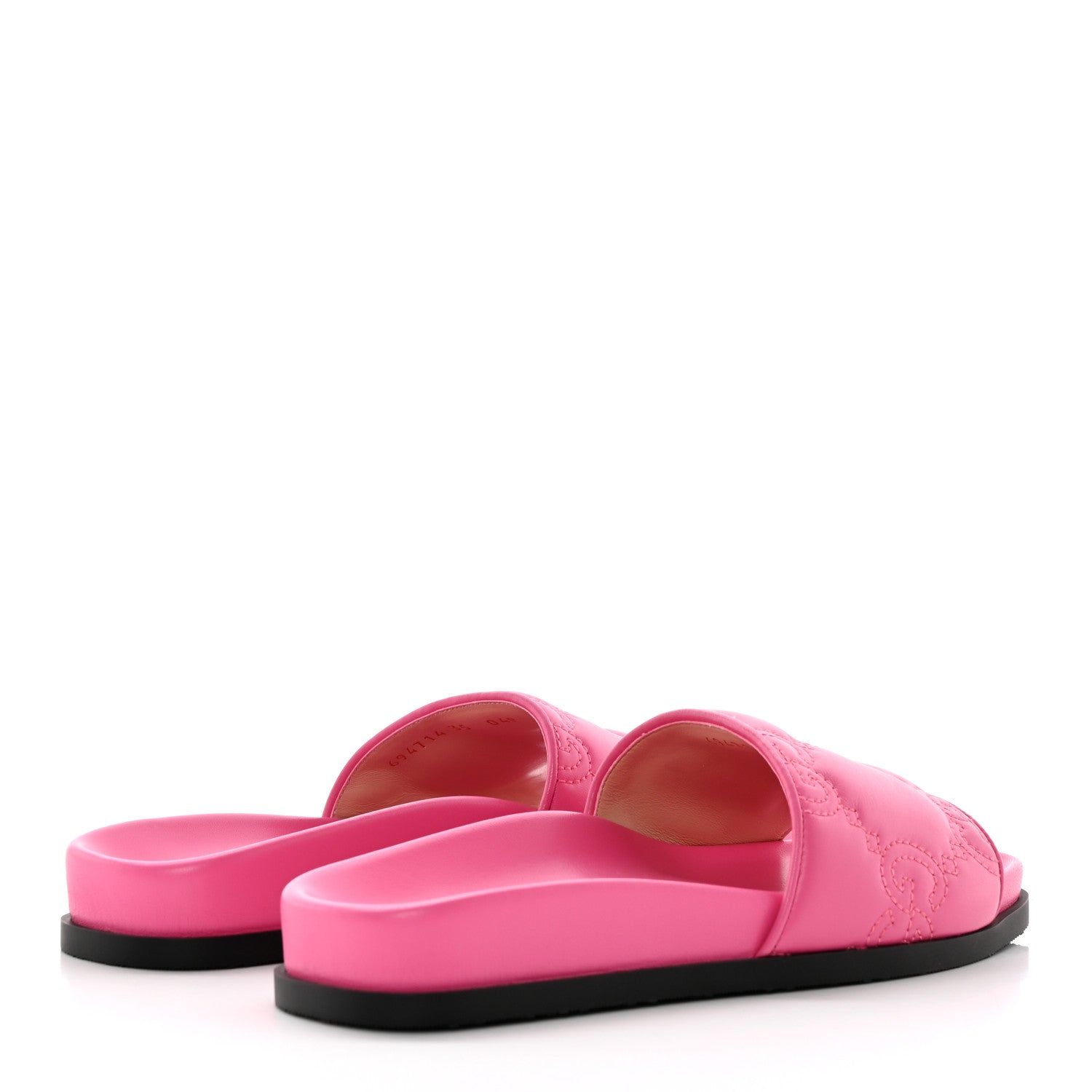 GUCCI CHARLOTTE LOGO NAPPA LEATHER SLIDE SANDALS