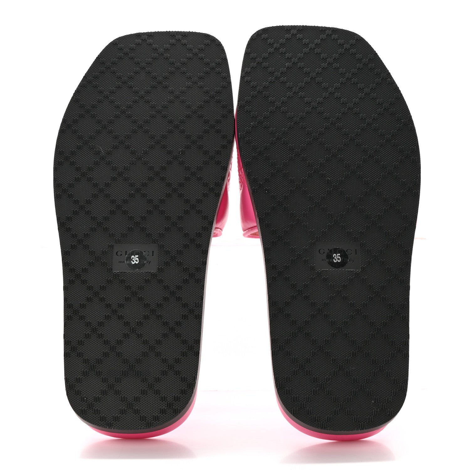 GUCCI CHARLOTTE LOGO NAPPA LEATHER SLIDE SANDALS