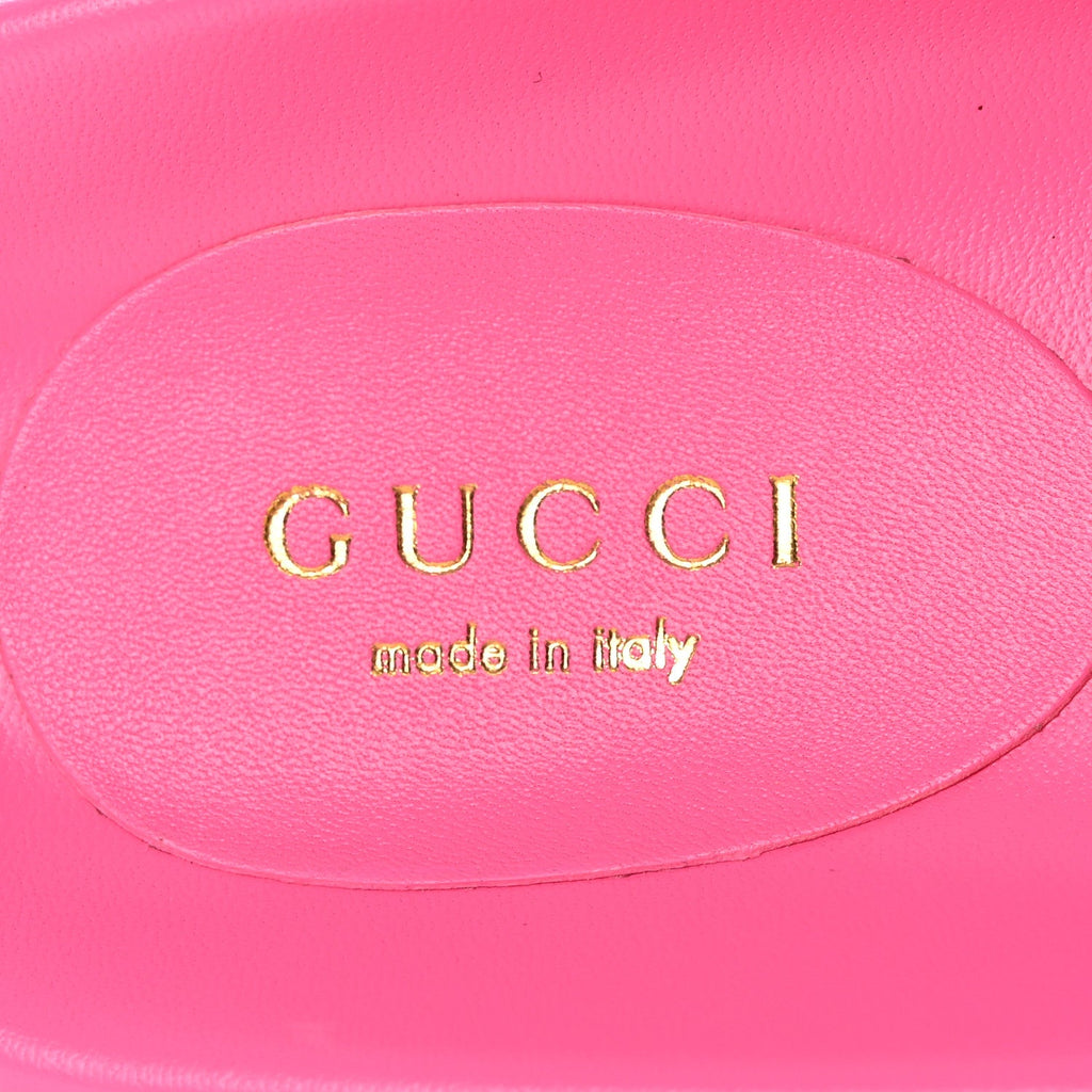 GUCCI CHARLOTTE LOGO NAPPA LEATHER SLIDE SANDALS