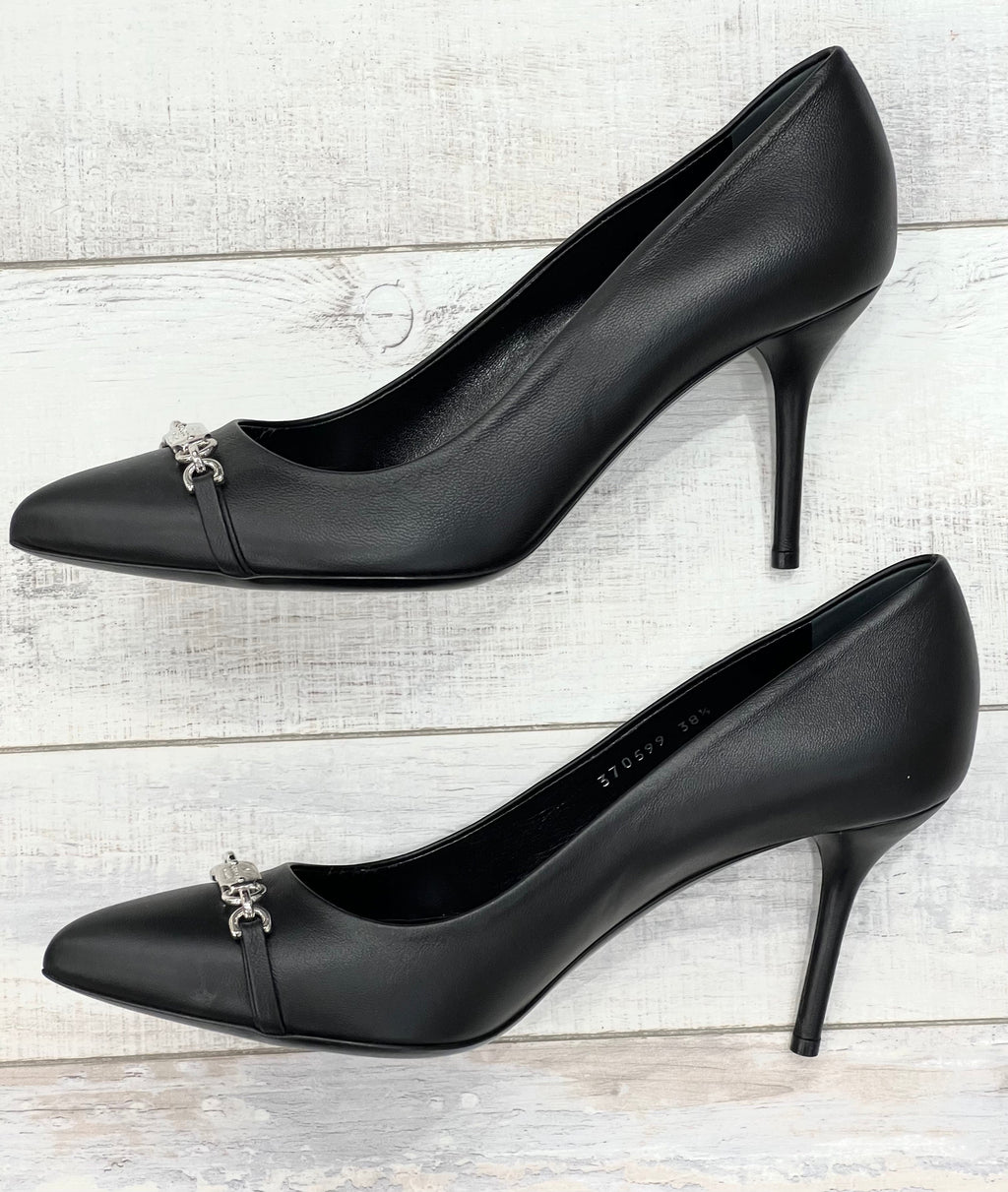 GUCCI NAPPA LEATHER MOOREA MOALITA MID HEEL PUMPS