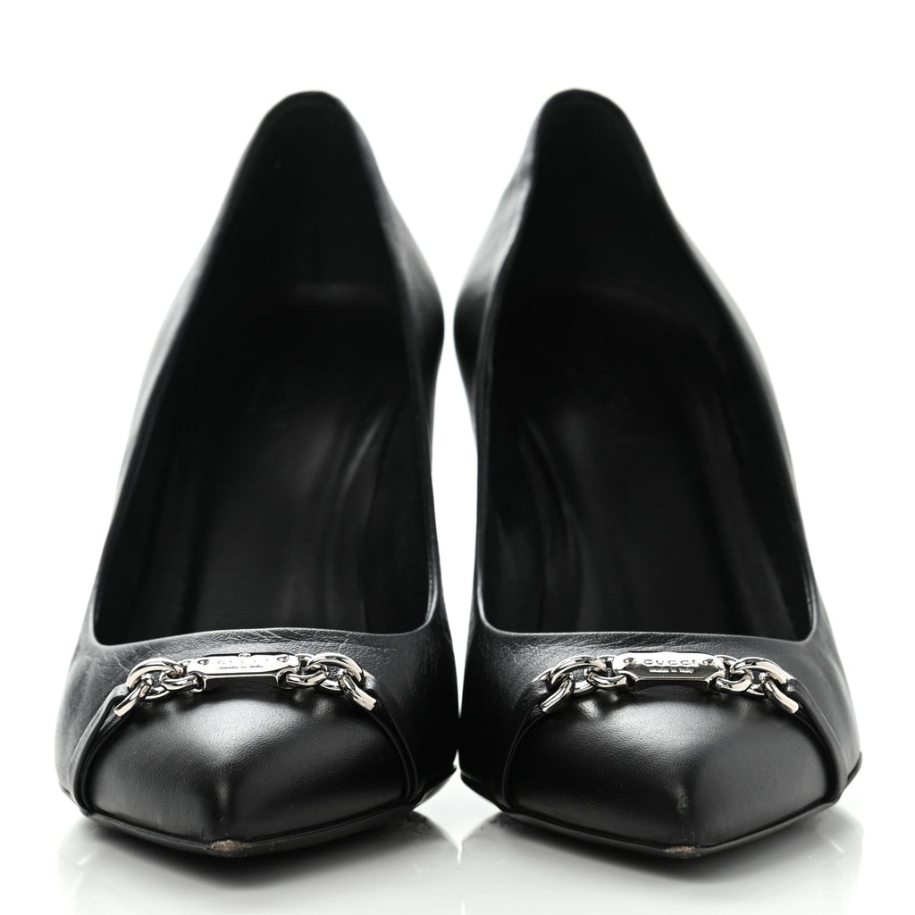 GUCCI NAPPA LEATHER MOOREA MOALITA MID HEEL PUMPS