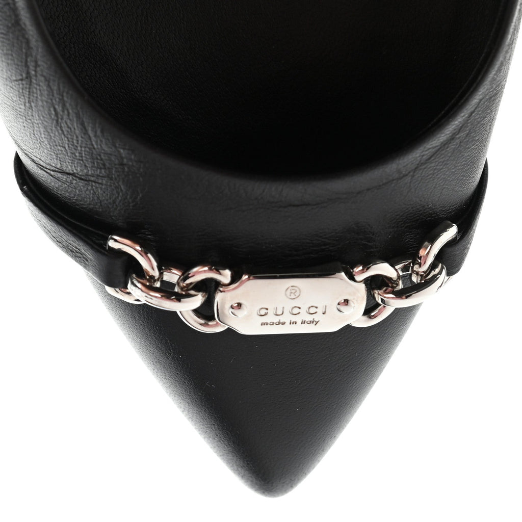 GUCCI NAPPA LEATHER MOOREA MOALITA MID HEEL PUMPS
