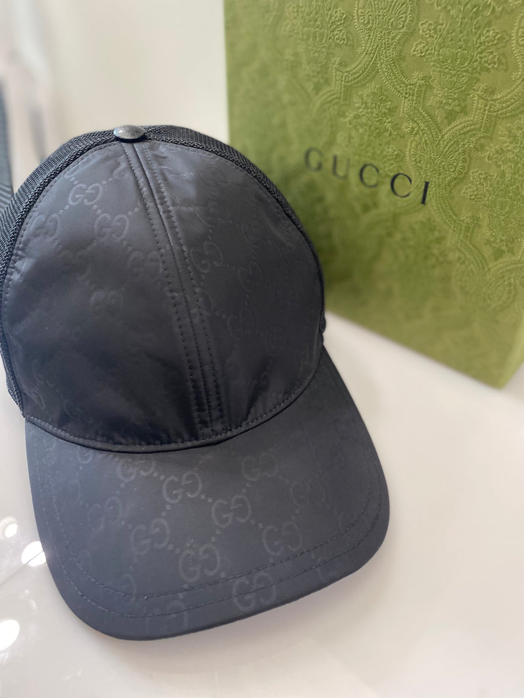 GUCCI GG MONOGRAM NYLON MESH BASEBALL CAP