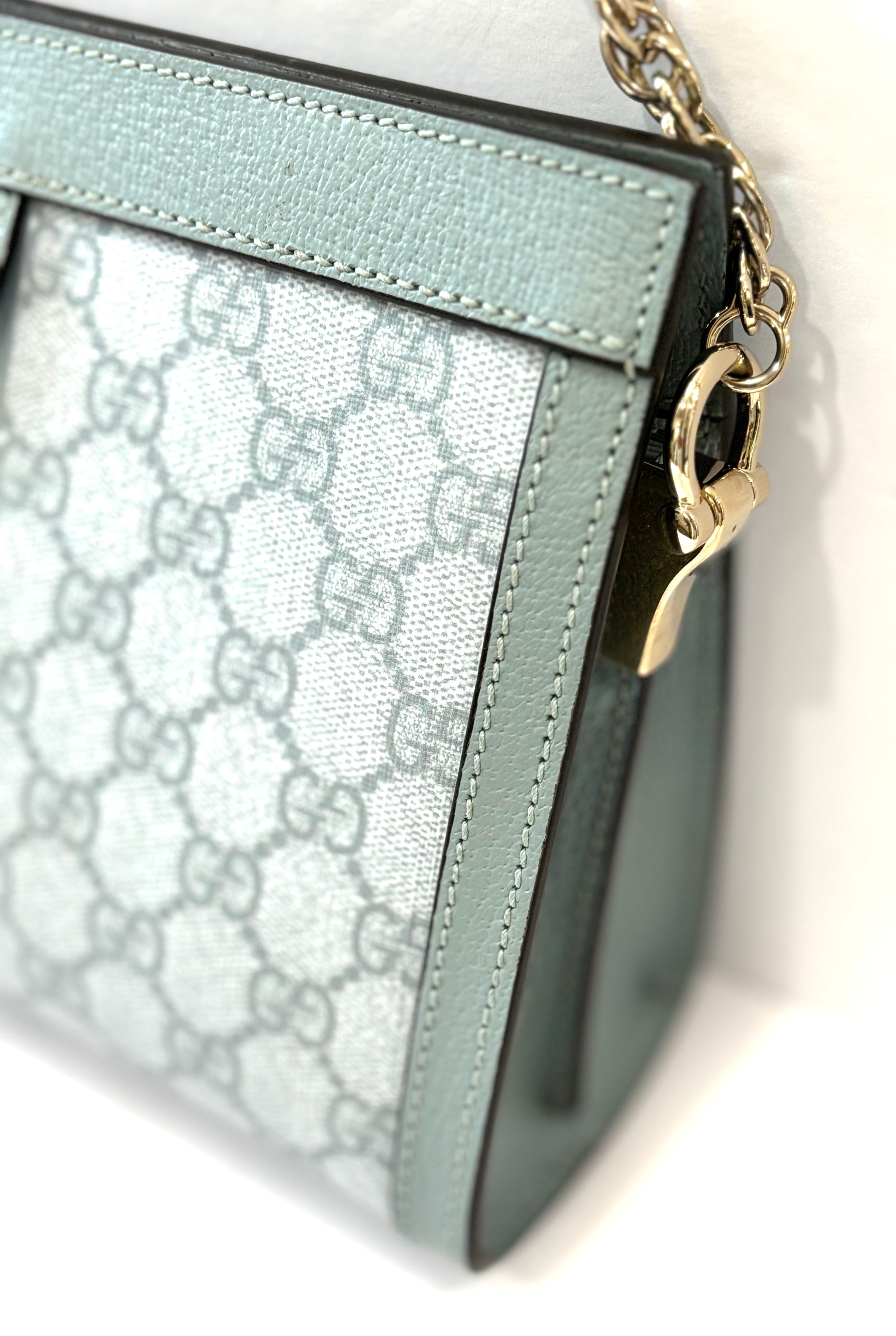 GUCCI GG SUPREME OPHIDIA SMALL SHOULDER CHAIN BAG IN BLUE HOTSELL