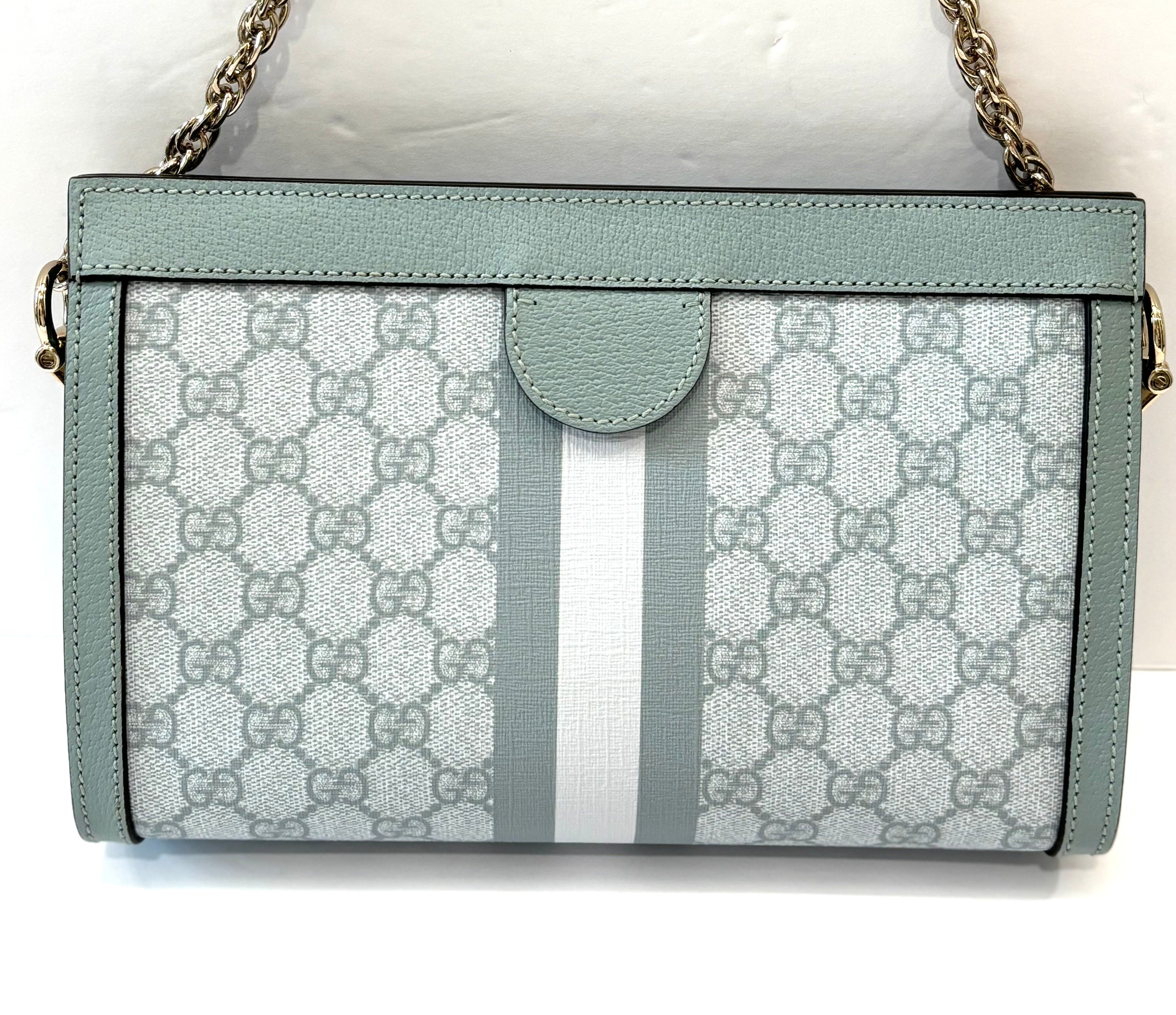 GUCCI GG SUPREME OPHIDIA SMALL SHOULDER CHAIN BAG IN BLUE HOTSELL