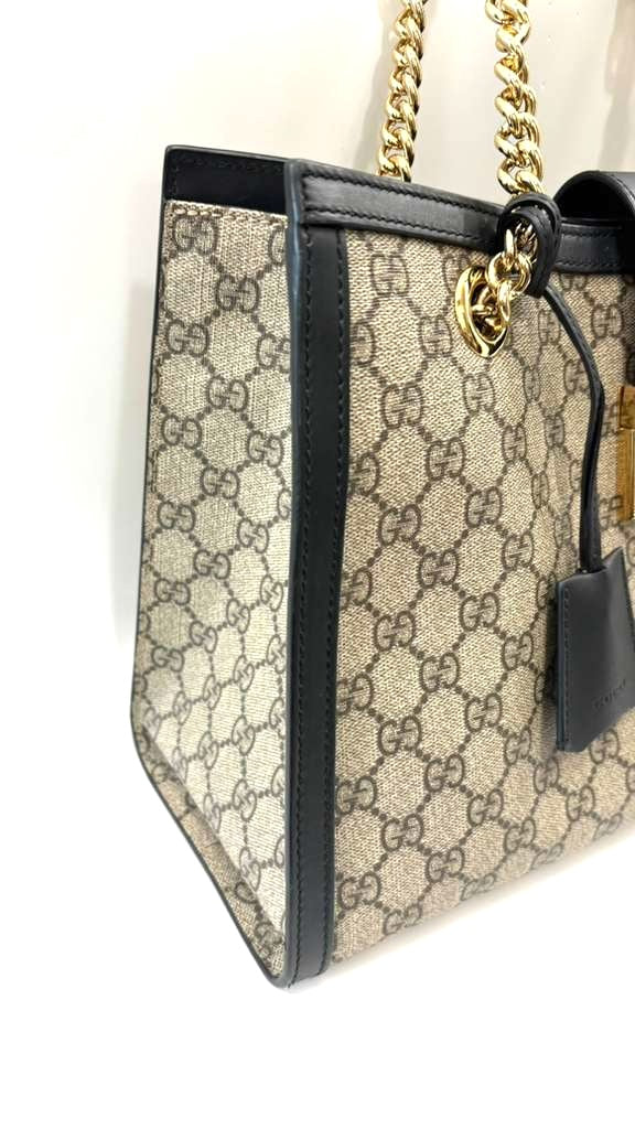 GUCCI GG SUPREME MEDIUM PADLOCK MEDIUM TOTE CHAIN BAG