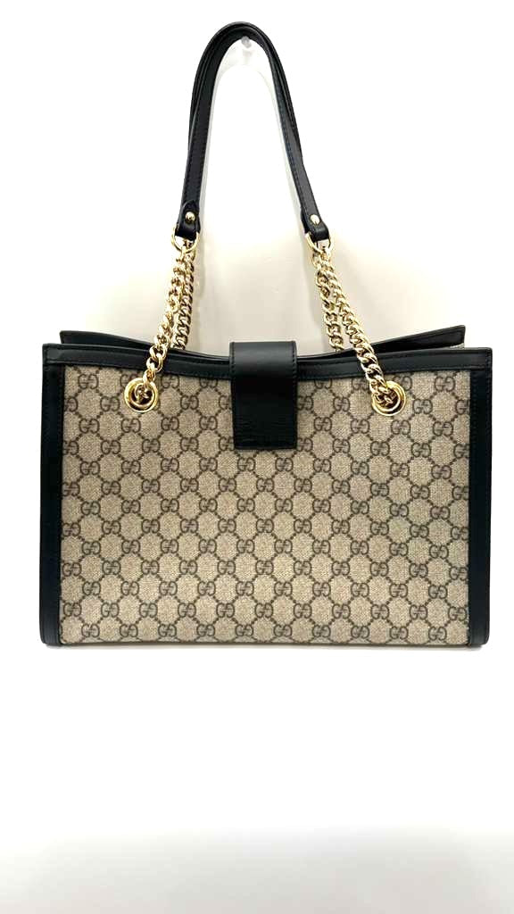 GUCCI GG SUPREME MEDIUM PADLOCK MEDIUM TOTE CHAIN BAG
