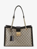 GUCCI GG SUPREME MEDIUM PADLOCK MEDIUM TOTE CHAIN BAG