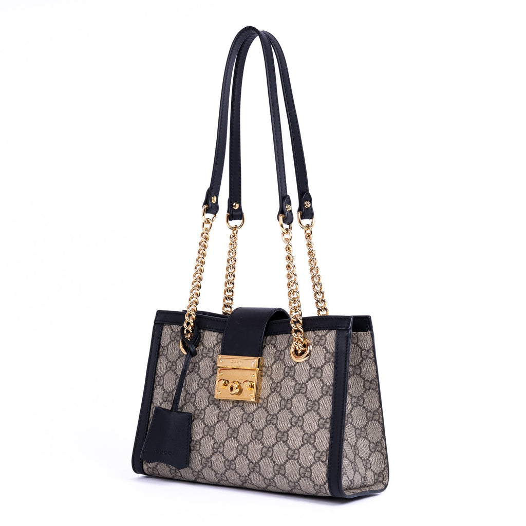 GUCCI GG SUPREME MEDIUM PADLOCK MEDIUM TOTE CHAIN BAG