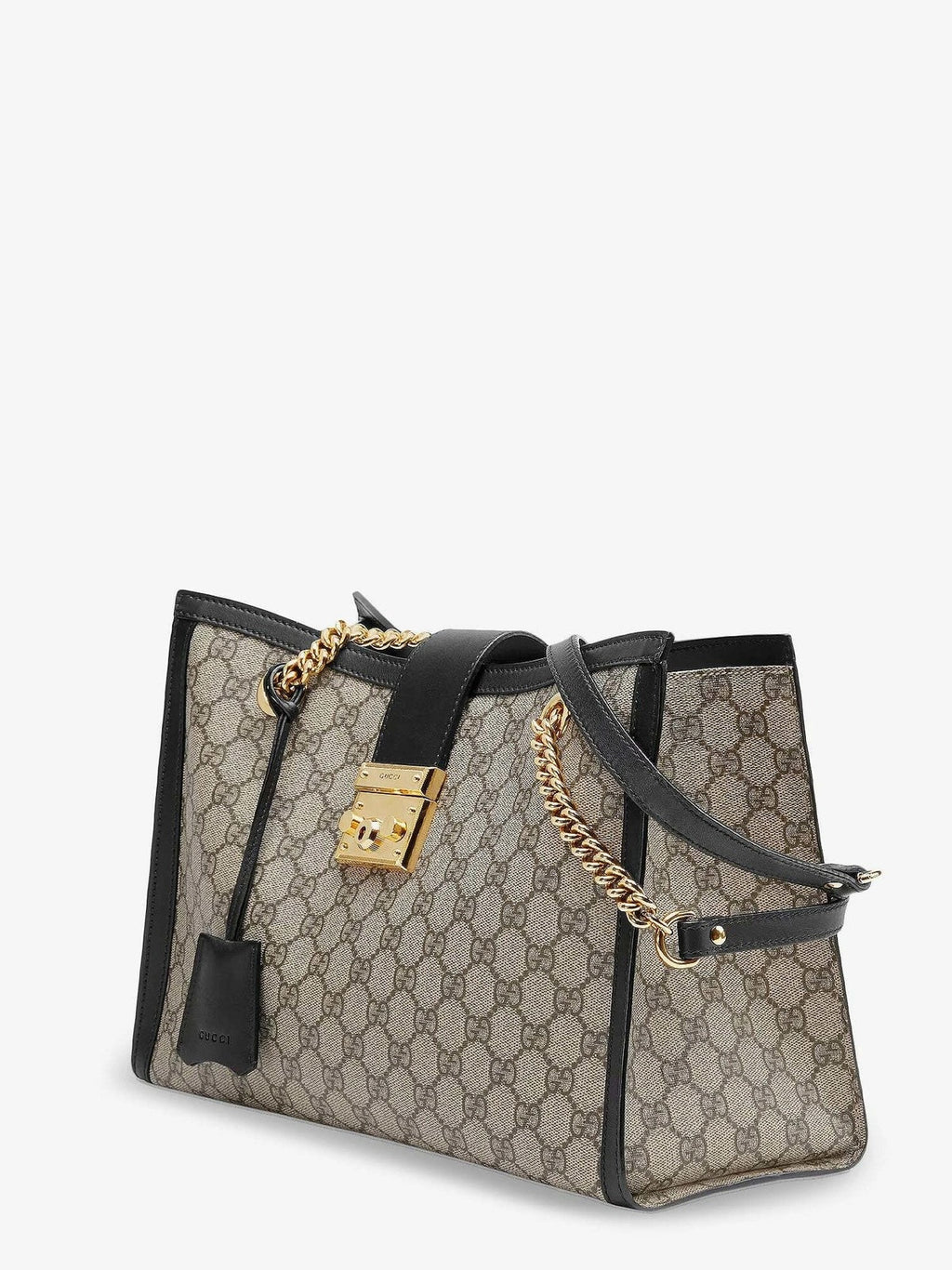 GUCCI GG SUPREME MEDIUM PADLOCK MEDIUM TOTE CHAIN BAG