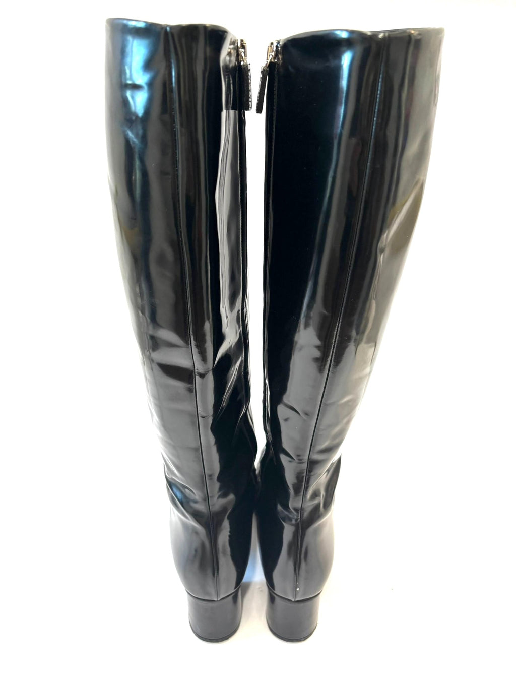 GUCCI PATENT LILIAN HORSEBIT KNEE HIGH BOOTS